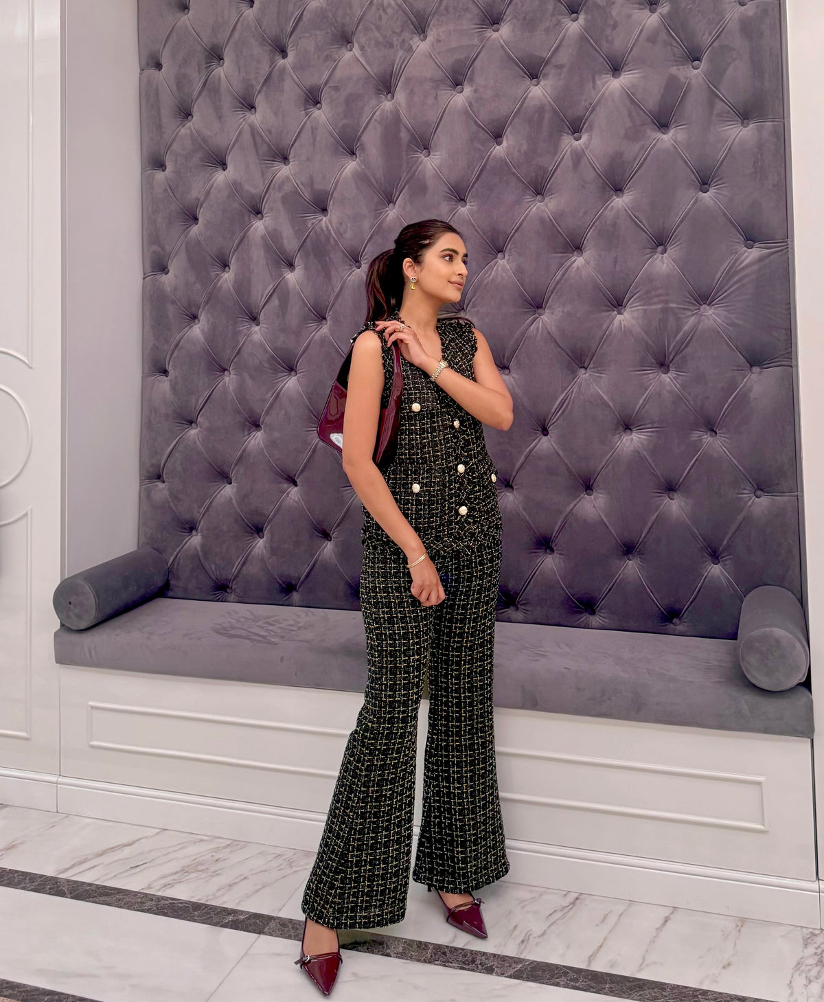 Black Tweed Coord Set