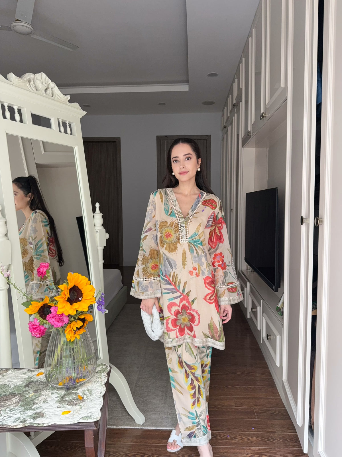 Floral Beige Coord Set