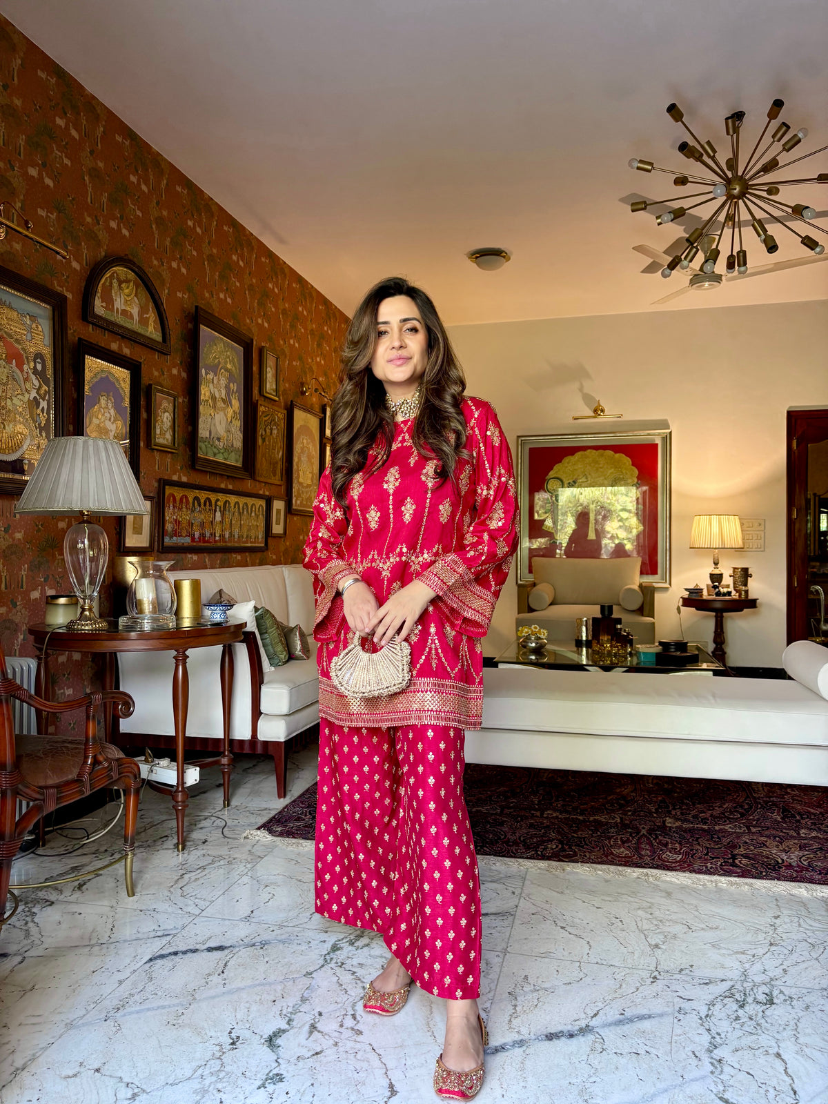 Red Goldwork Coord Set