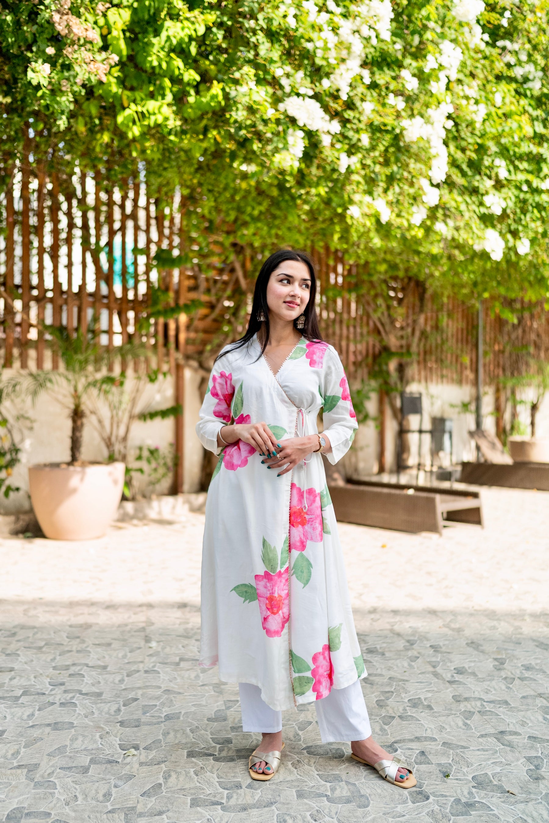 Floral Pop Angrakha Kurta (Kurta Only)