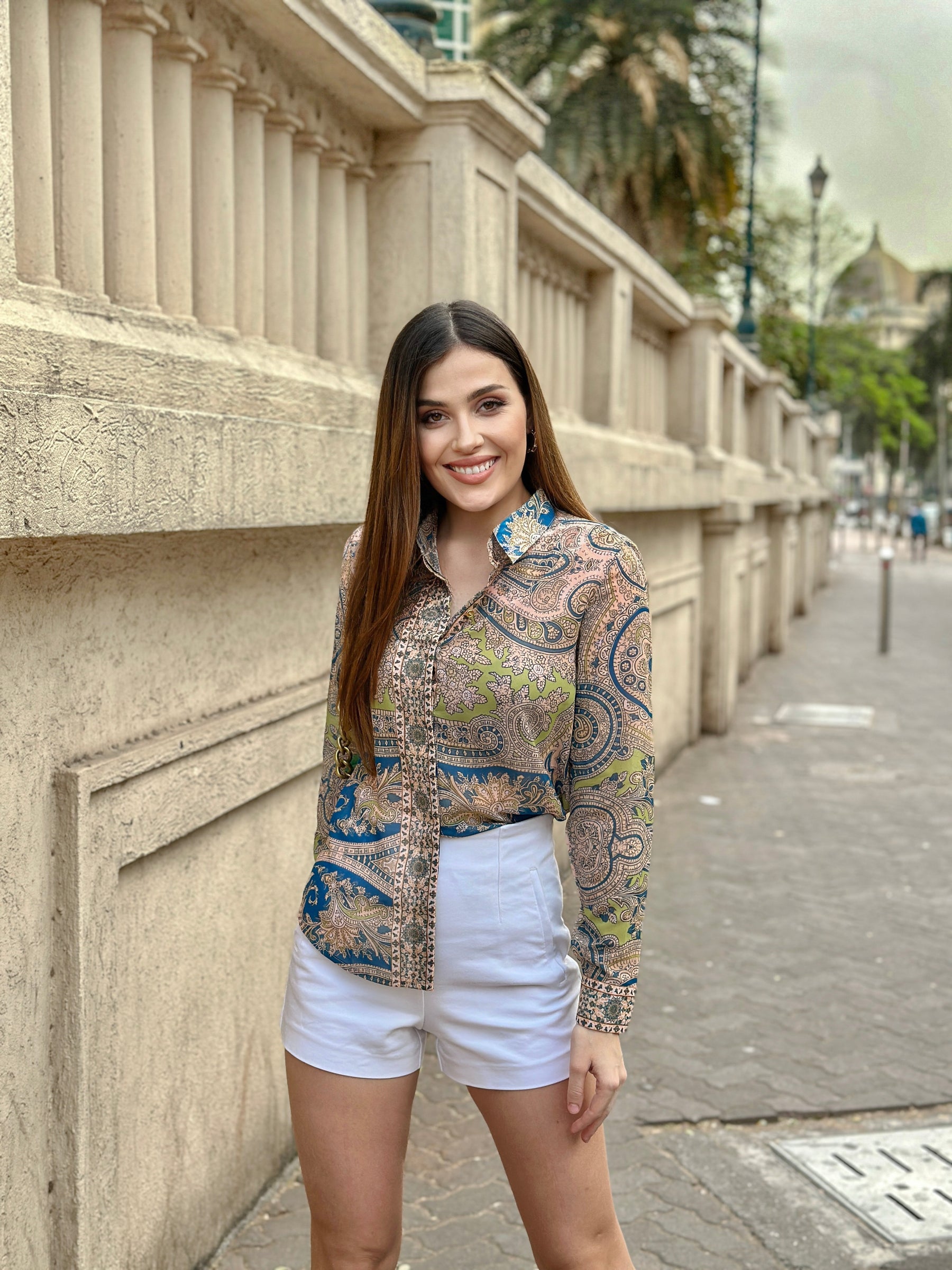 Green Paisley Printed Shirt