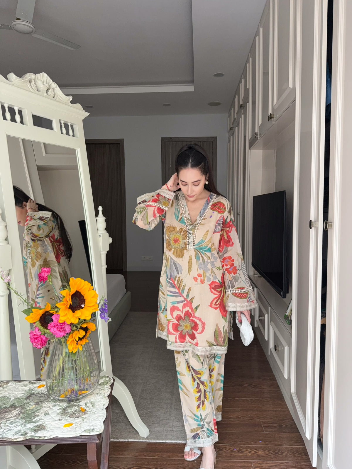 Floral Beige Coord Set