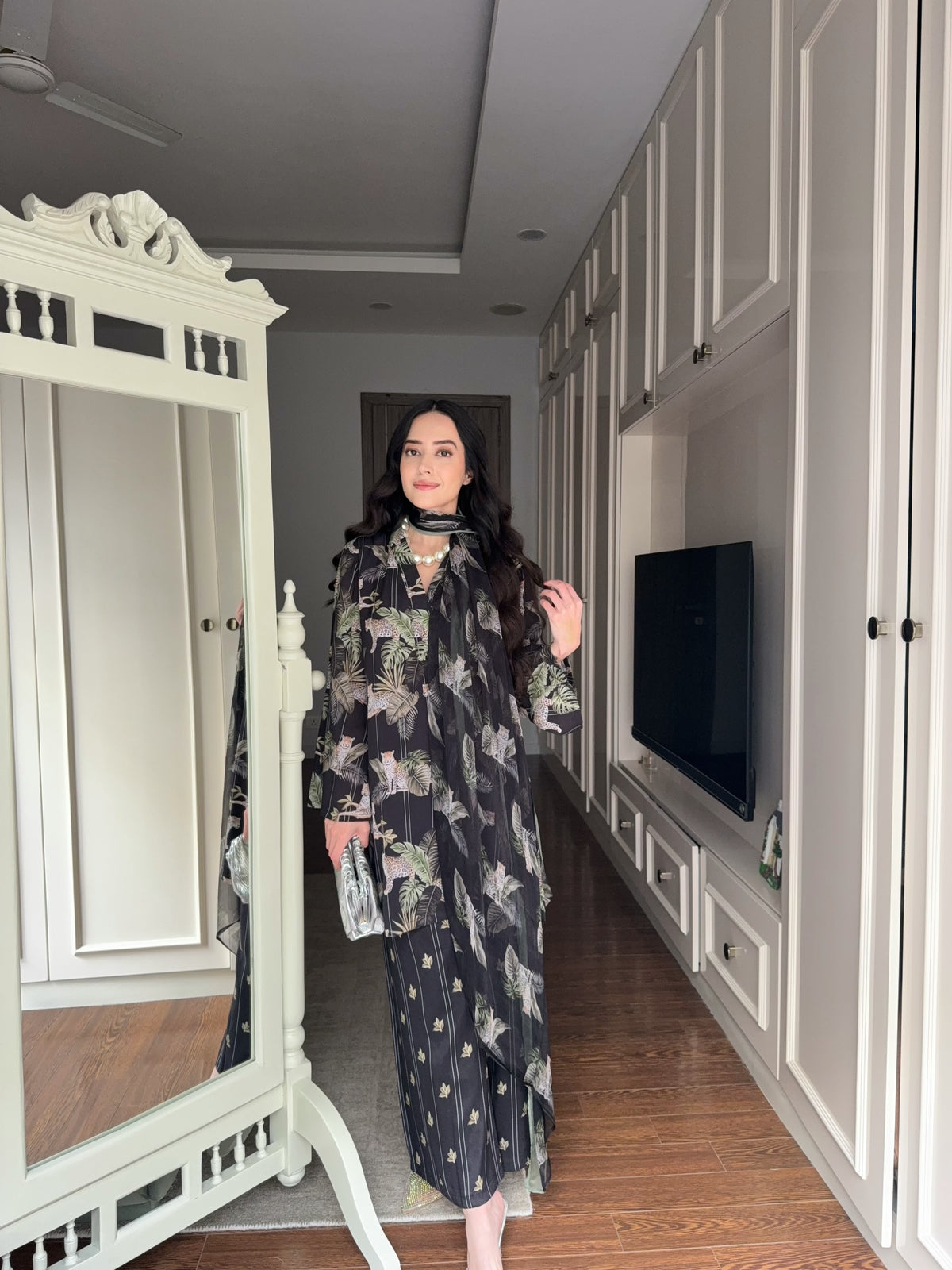 Black Printed Kurta Set