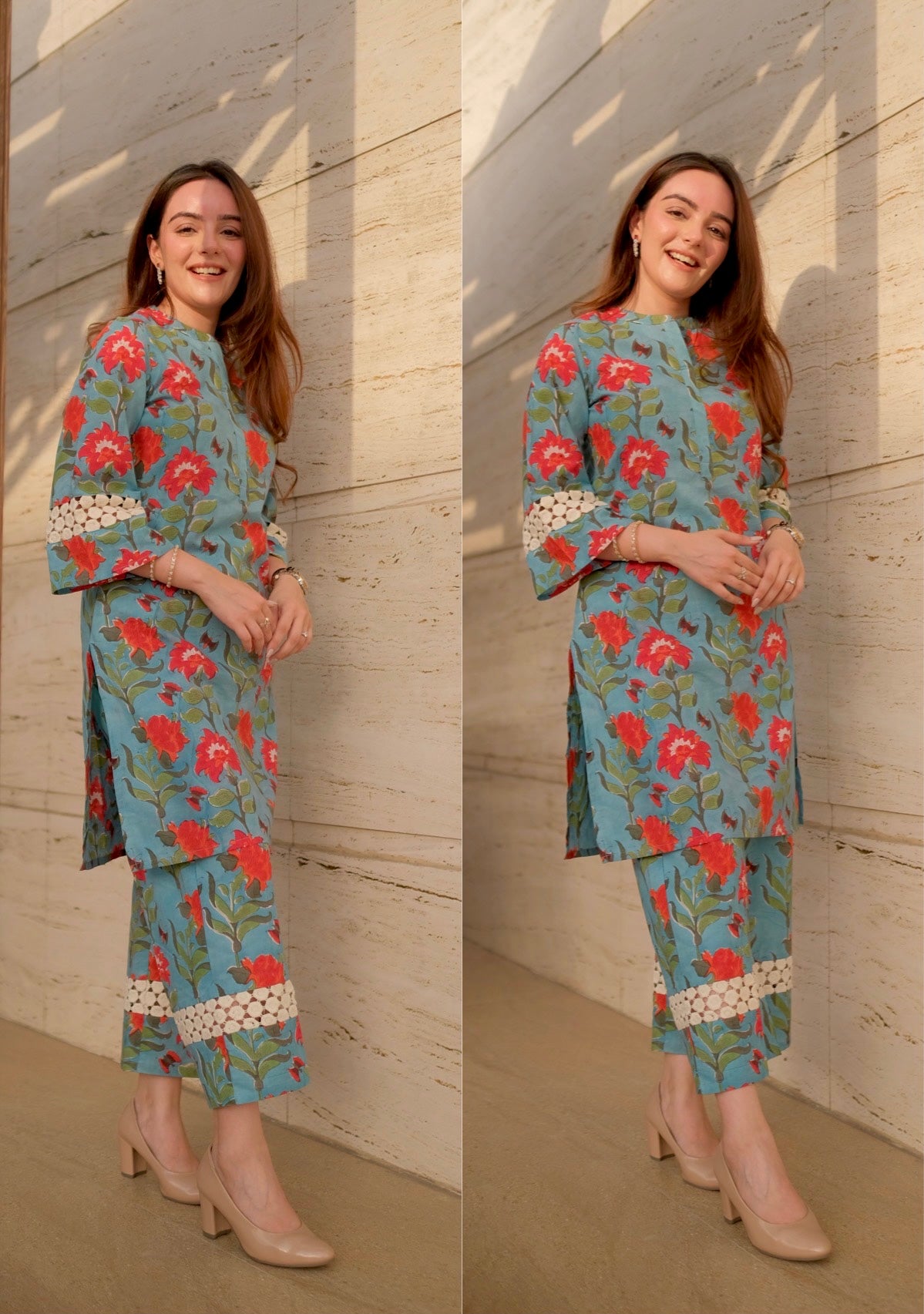 Summer Blue Kurta Pants Set