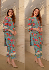 Summer Blue Kurta Pants Set