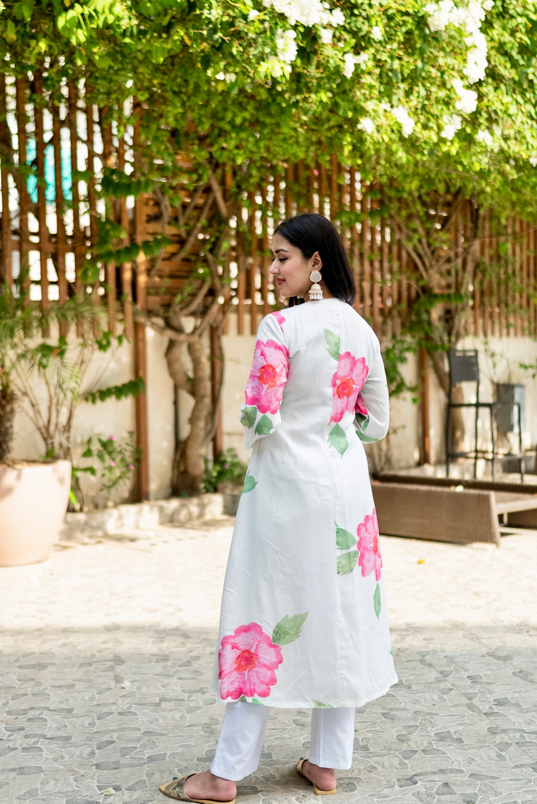 Floral Pop Angrakha Kurta Pants Set