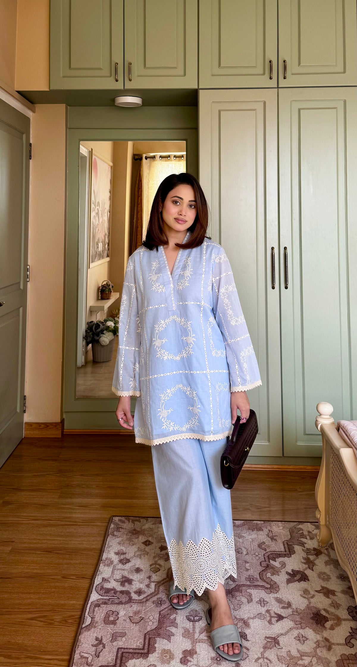 Pacific Blue Embroidered Kurta Set