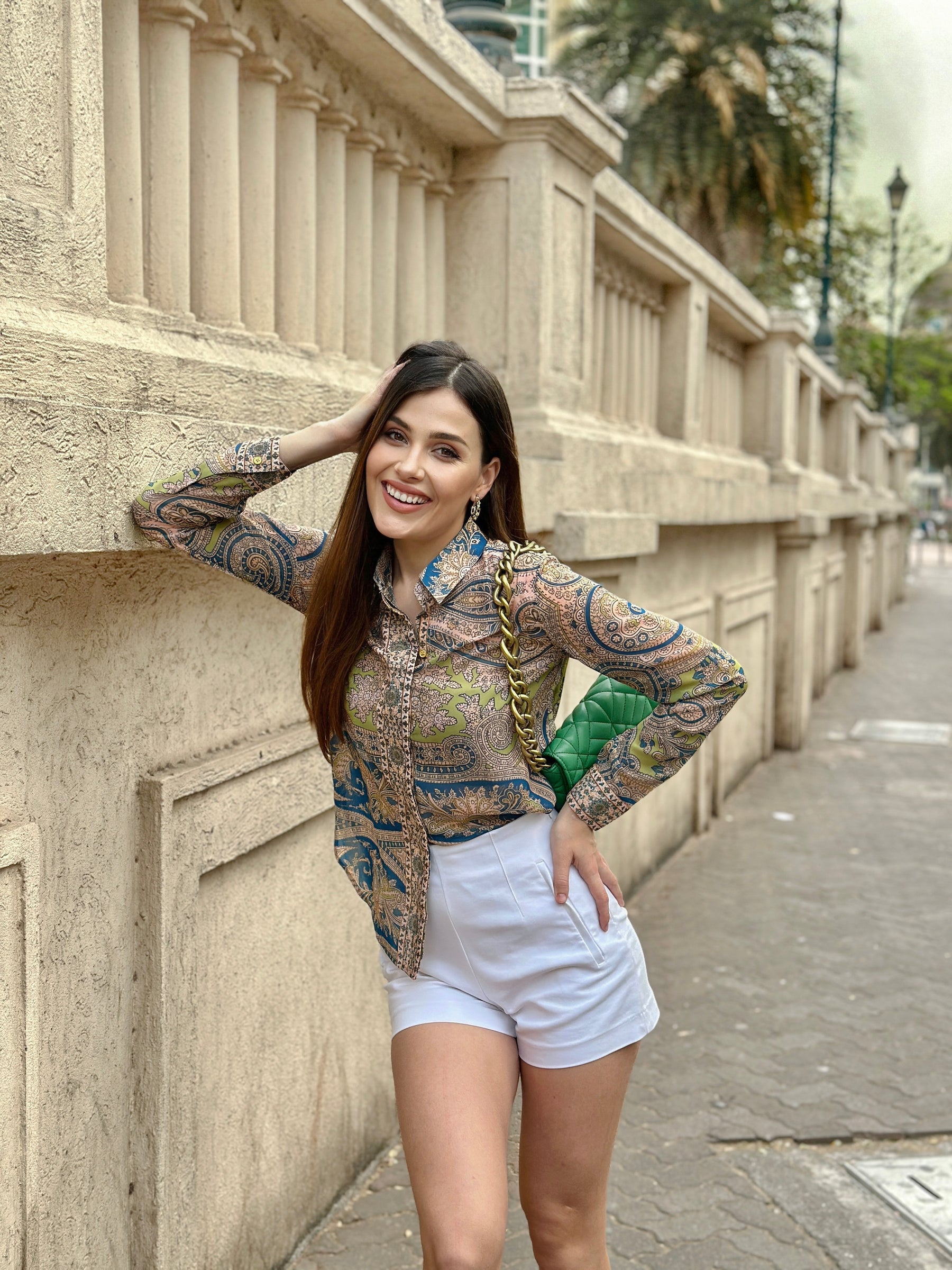 Green Paisley Printed Shirt