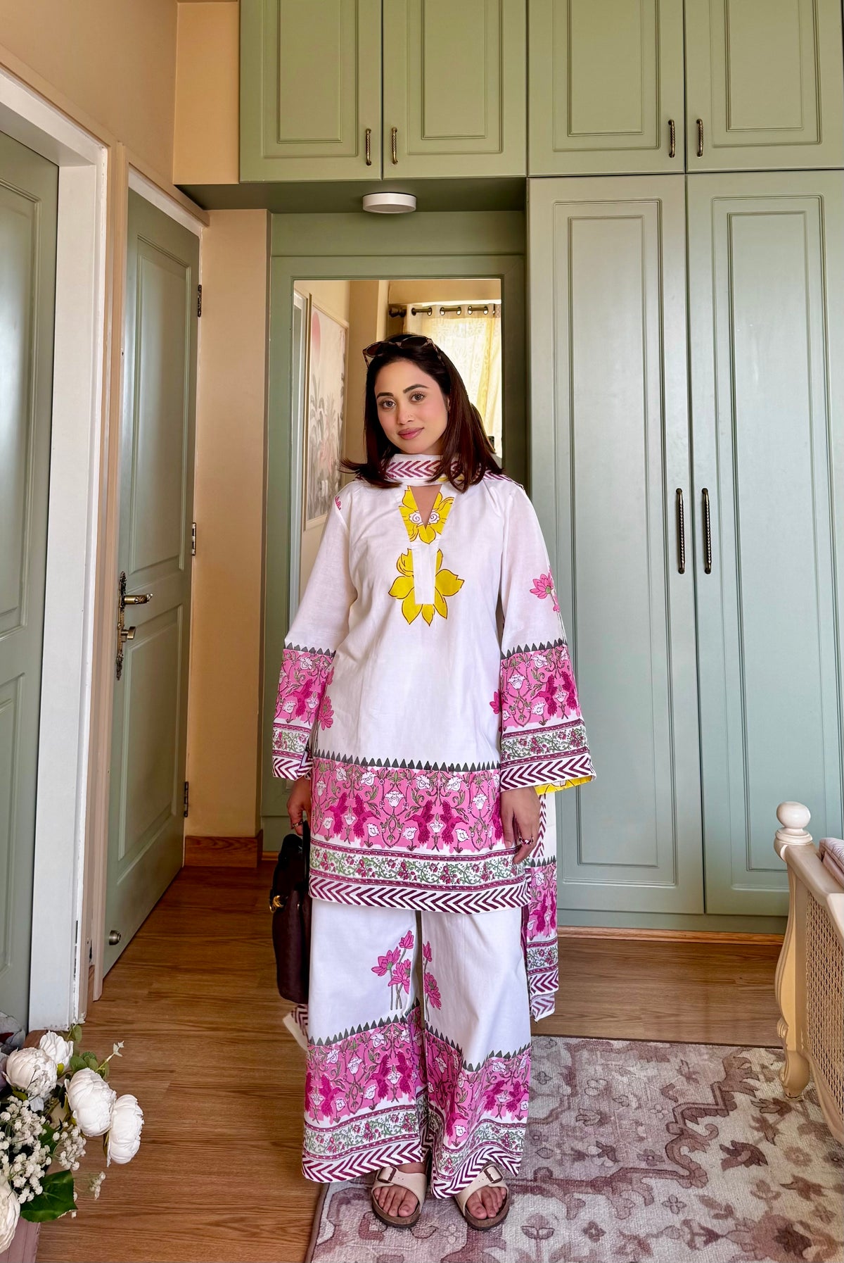 Pearl White Floral Suit Set