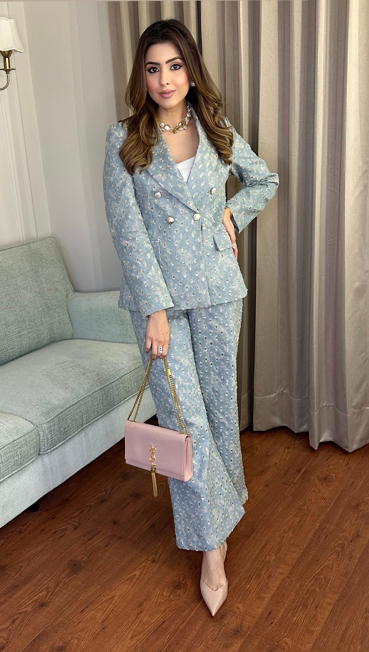 Blue Denim Blazer Set