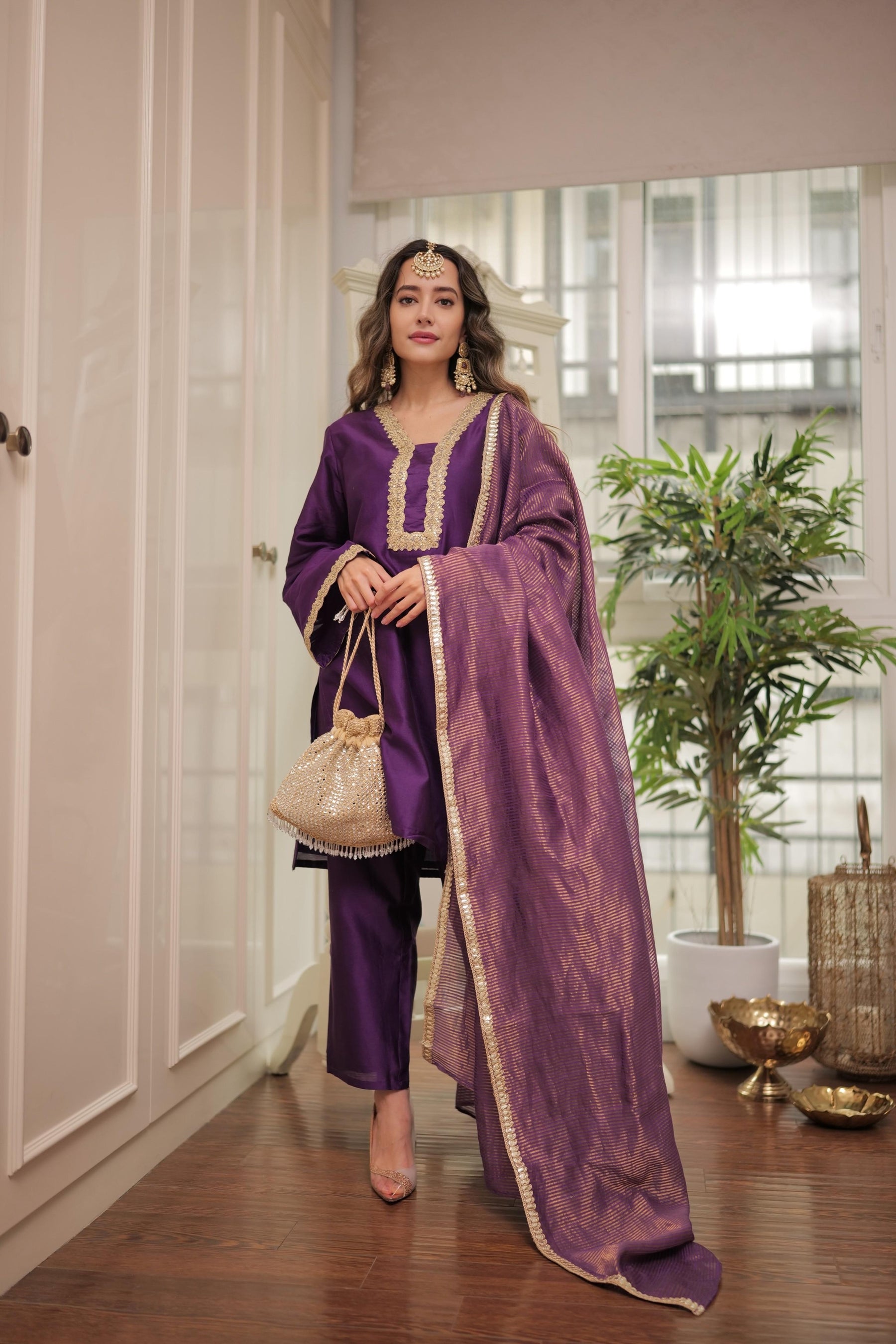 Purple Lace Three Piece Suit Set