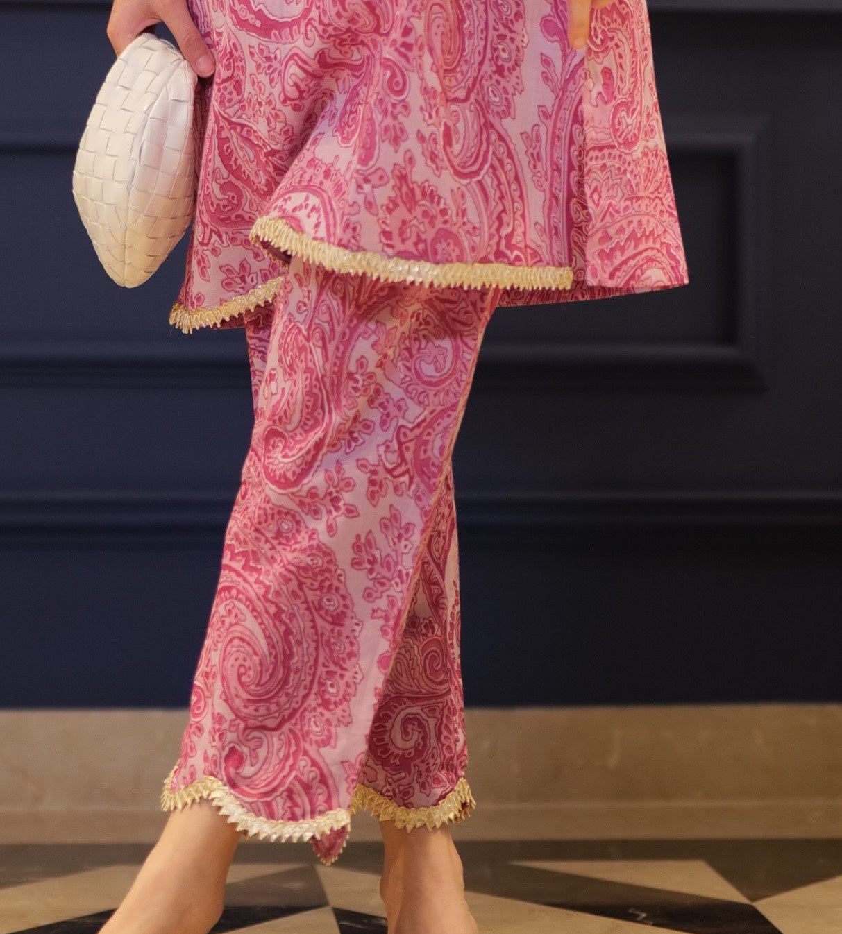 Blush Pink Paisley Kurta Pants Set