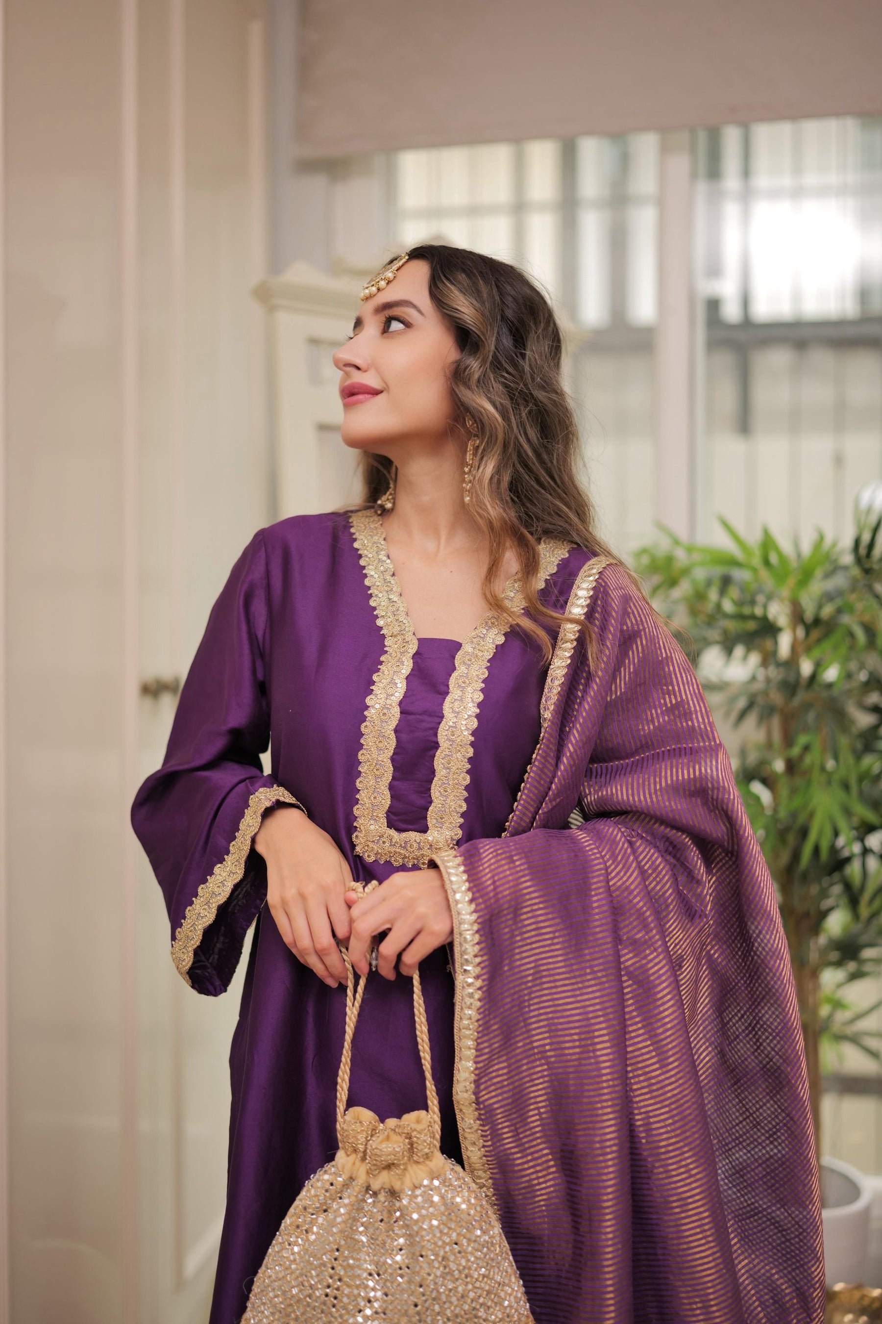 Purple Lace Three Piece Suit Set