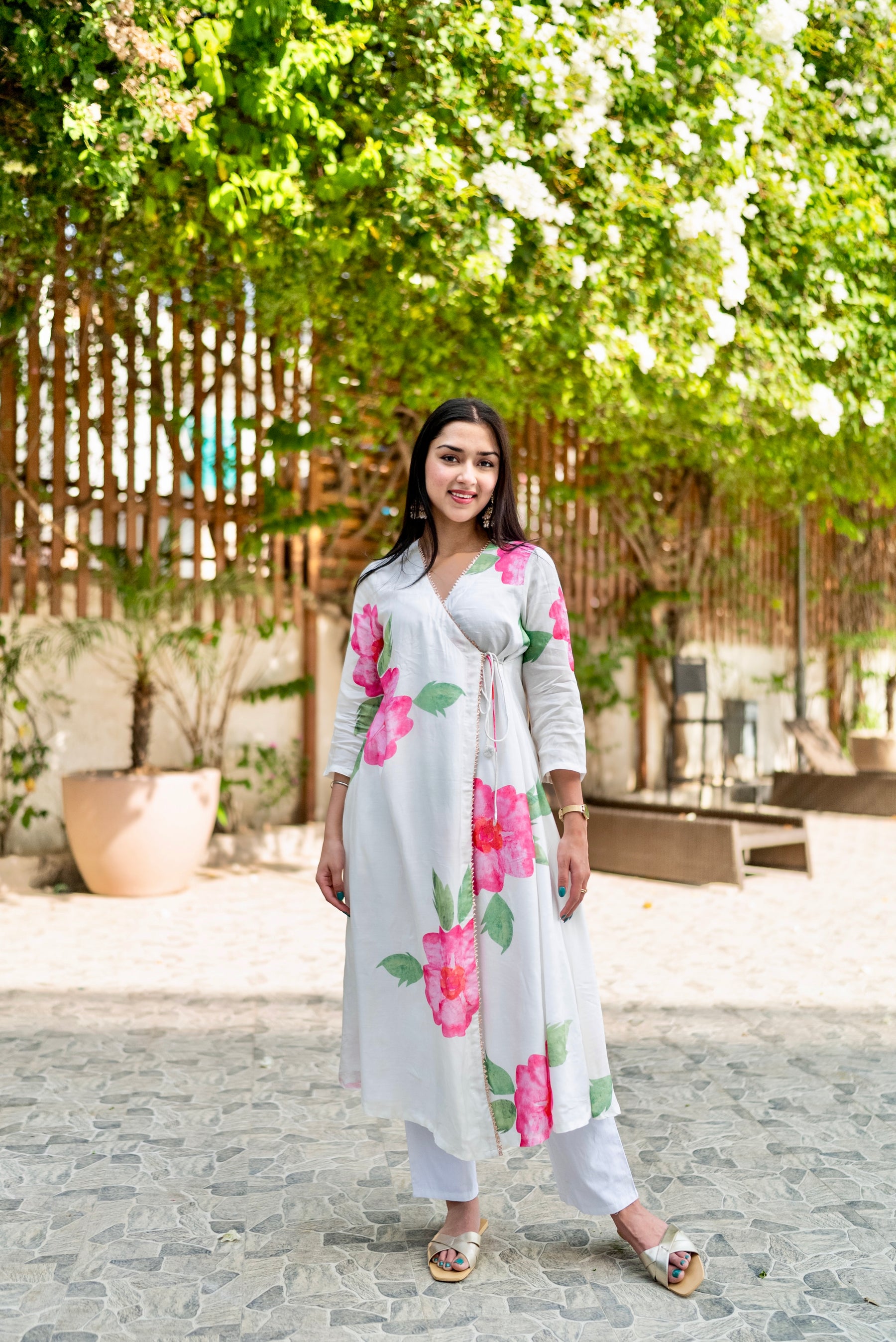 Floral Pop Angrakha Kurta (Kurta Only)