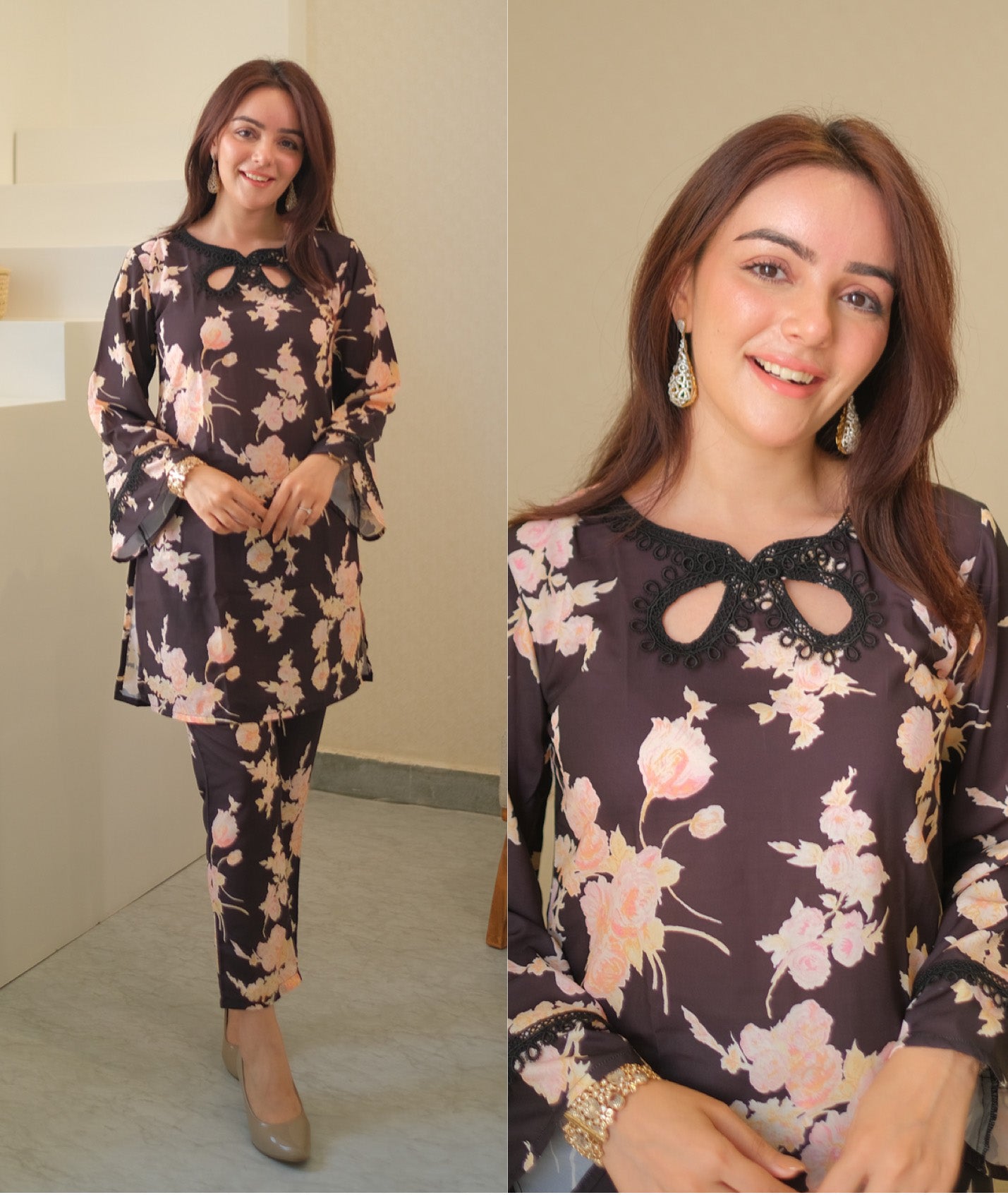 Black Iris Kurta Pants Set