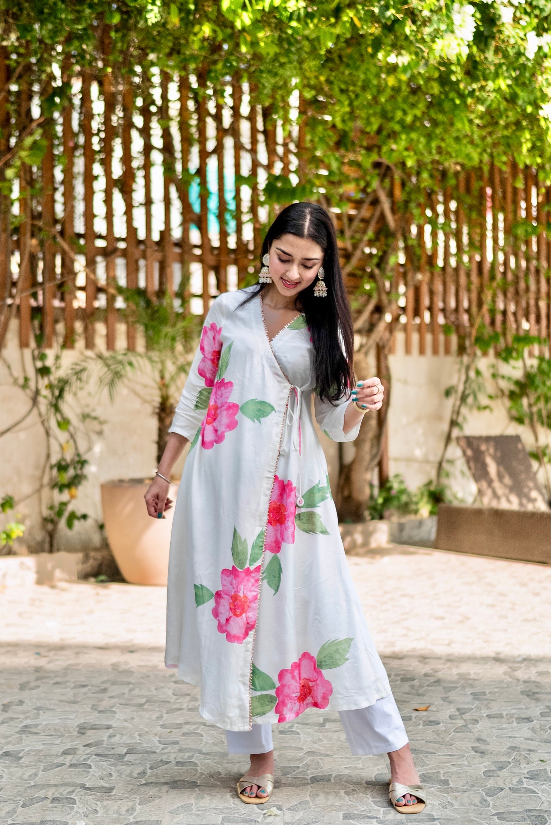 Floral Pop Angrakha Kurta (Kurta Only)
