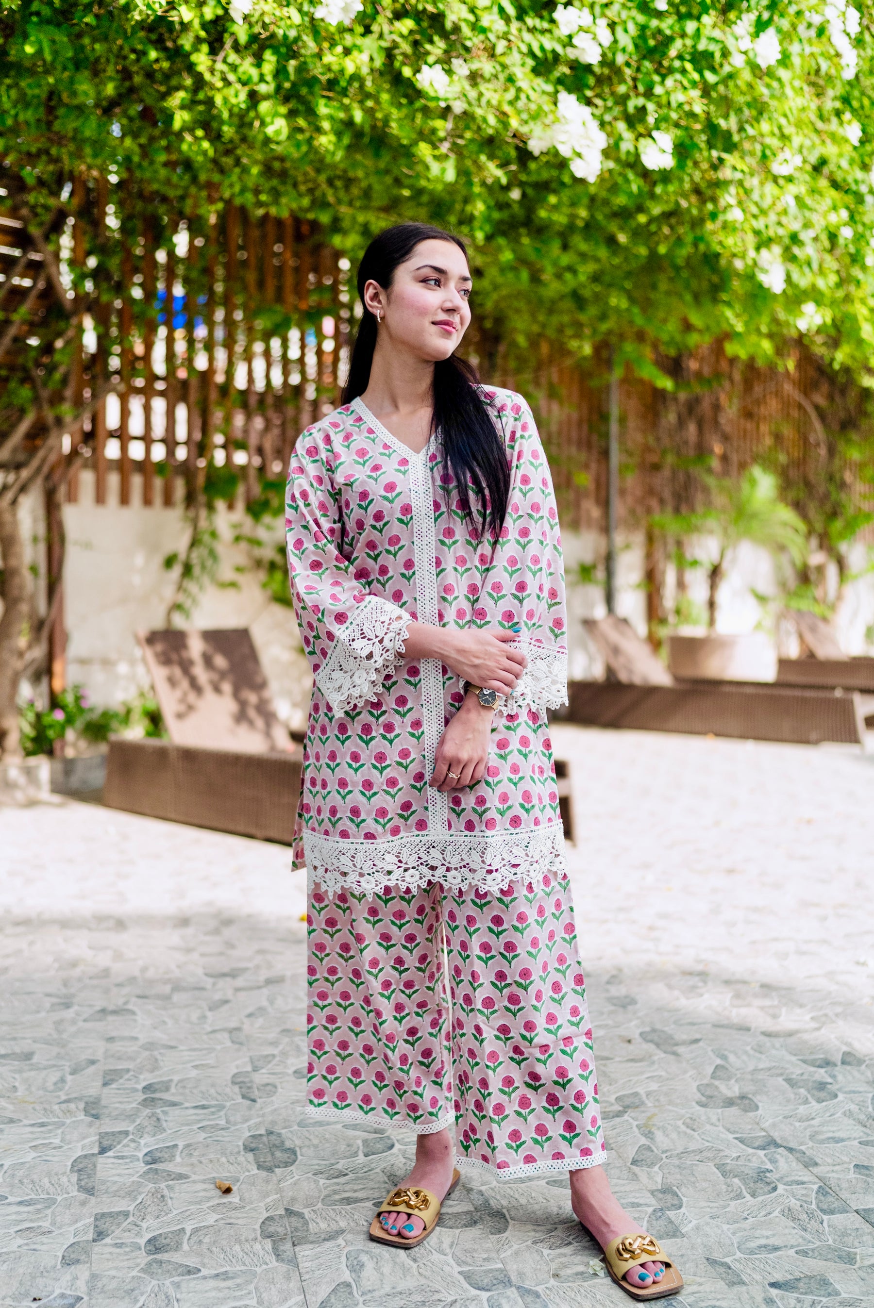 Summer Pink Kurta Pants Set