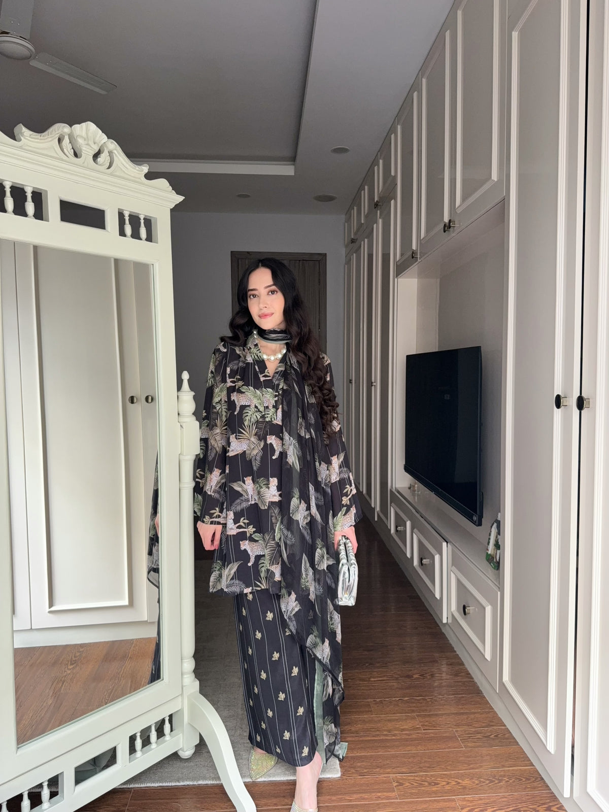 Black Printed Kurta Set