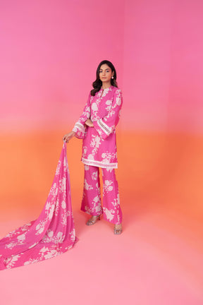 Pink Floral Print Three Piece Suit Set