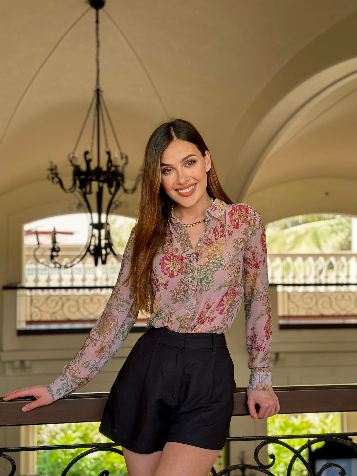 Creamy Pastel Floral Printed Shirt