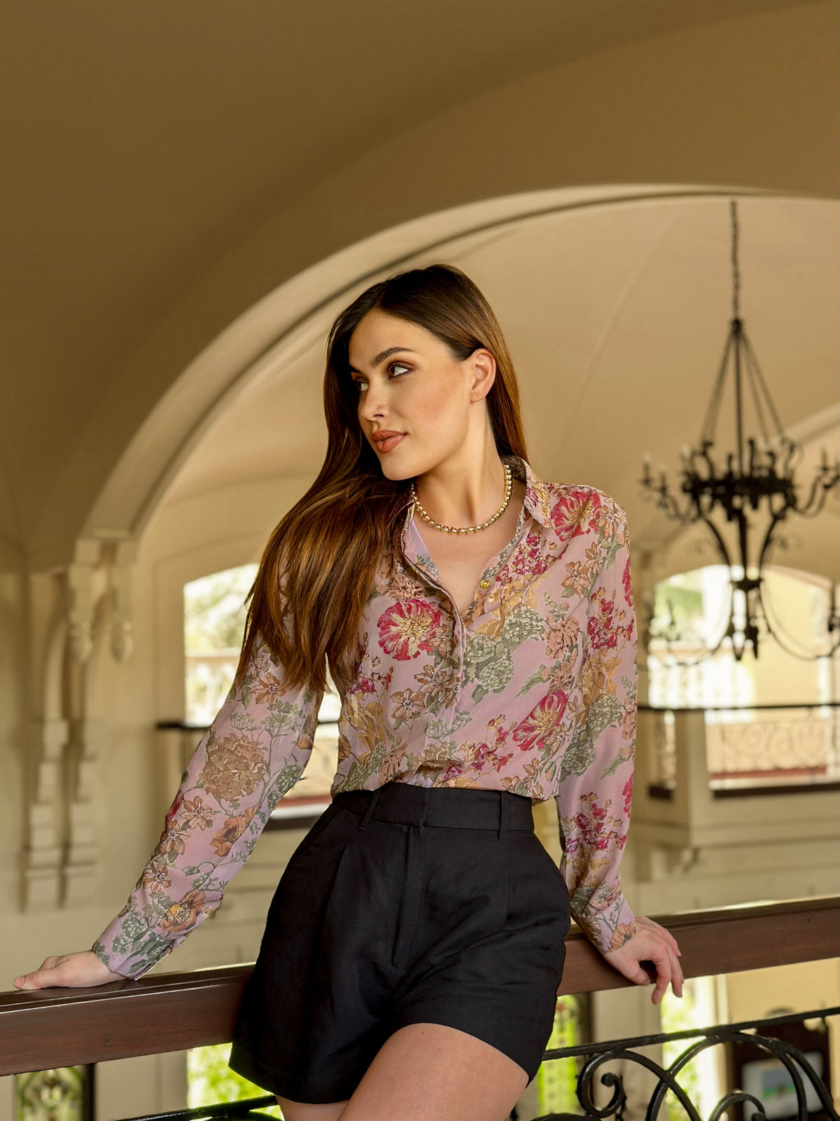 Creamy Pastel Floral Printed Shirt
