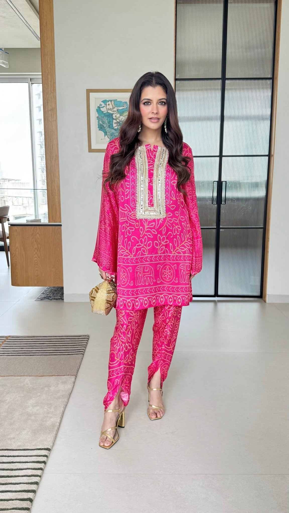 Pink Bandhej Suit Set