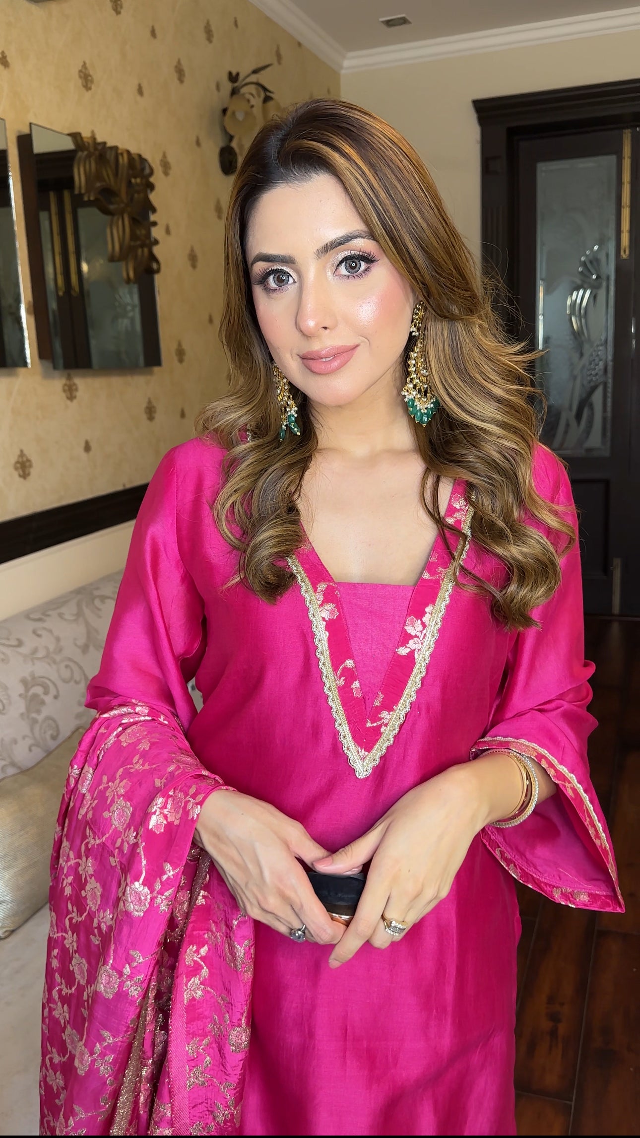 Pink Banarasi Suit Set