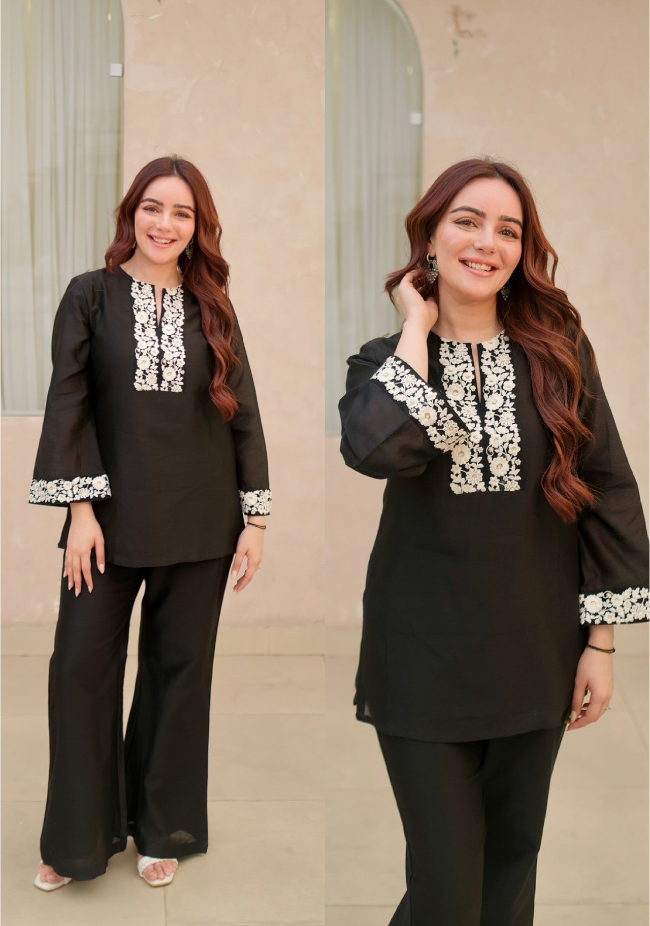 Black Lace Embroidered Coord Set