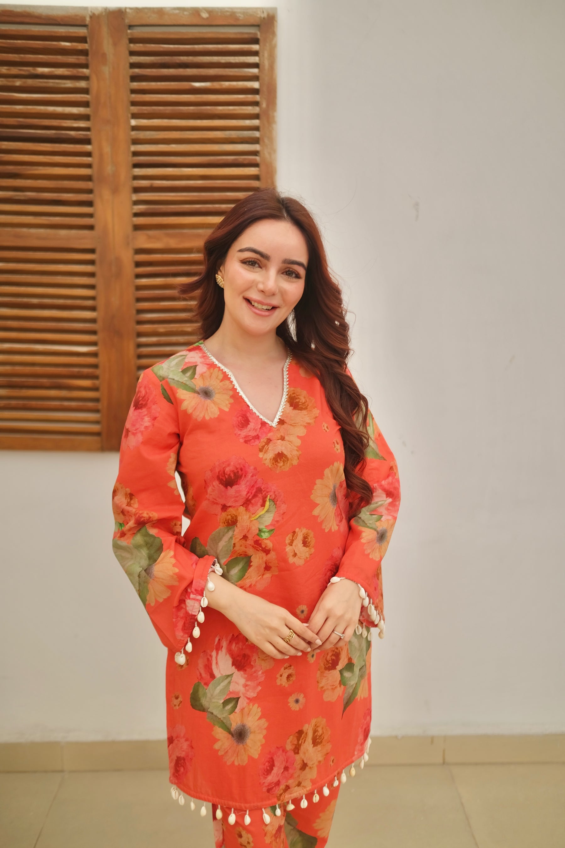Floral Orange Suit Set