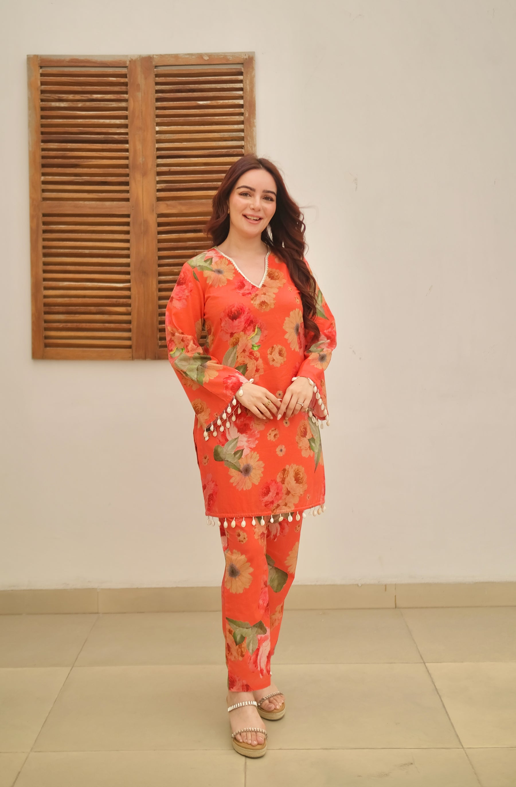 Floral Orange Suit Set