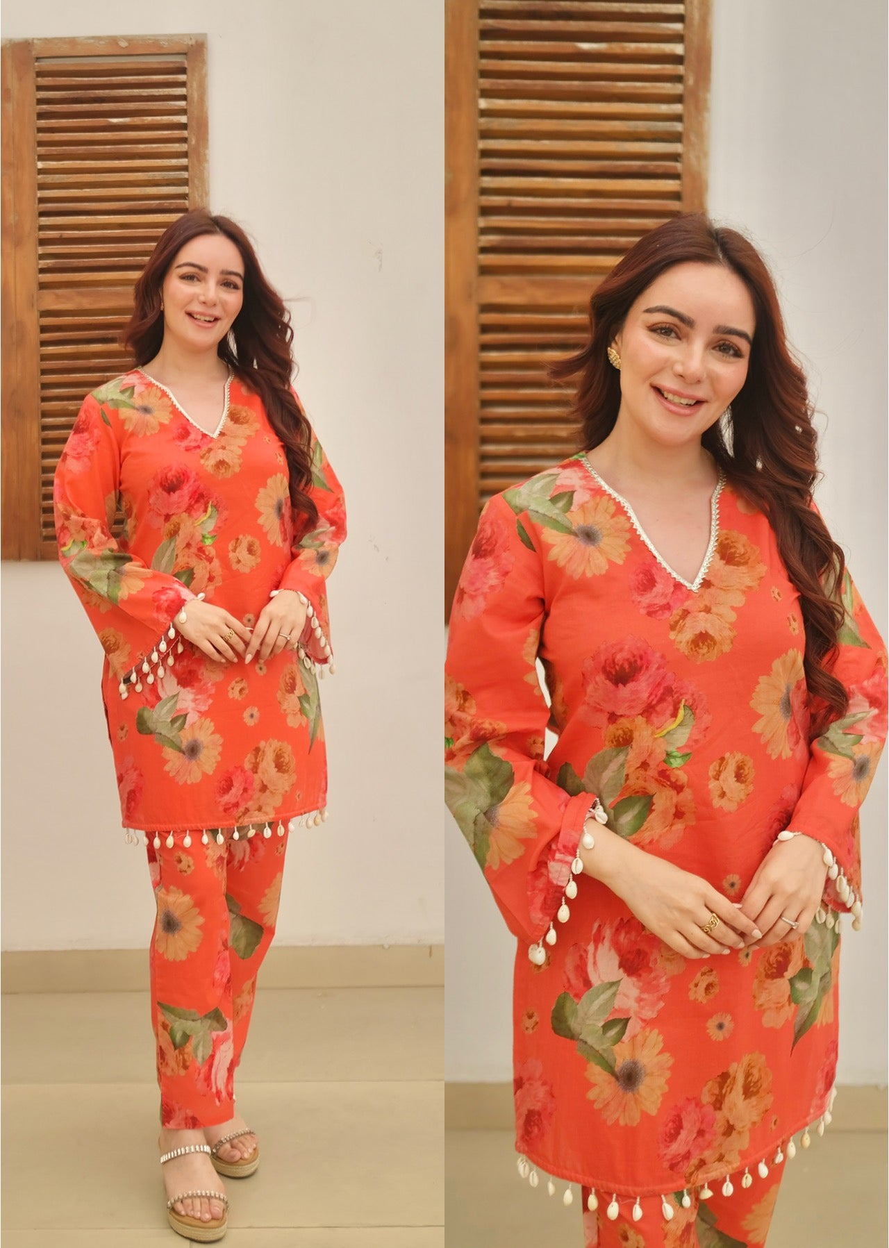 Floral Orange Suit Set