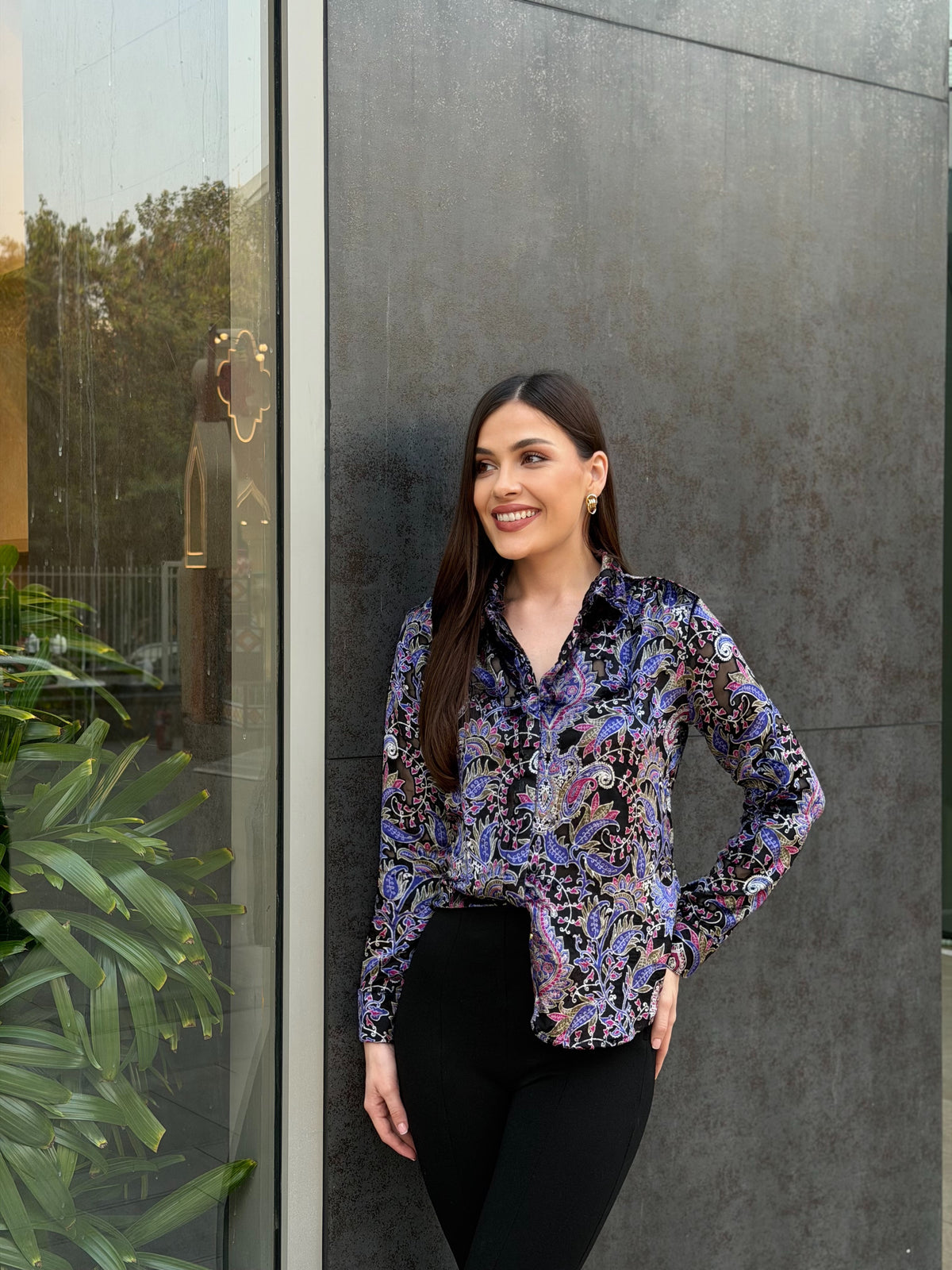 Paisley Print Velvet Shirt