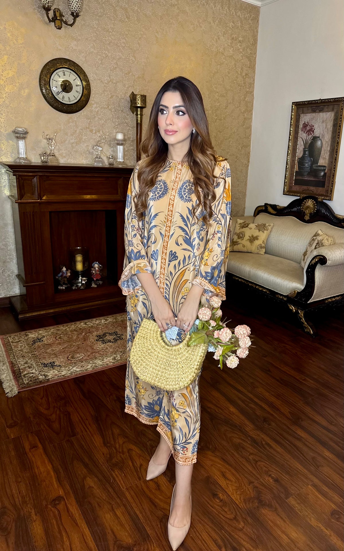 Cream Printed Coord Set