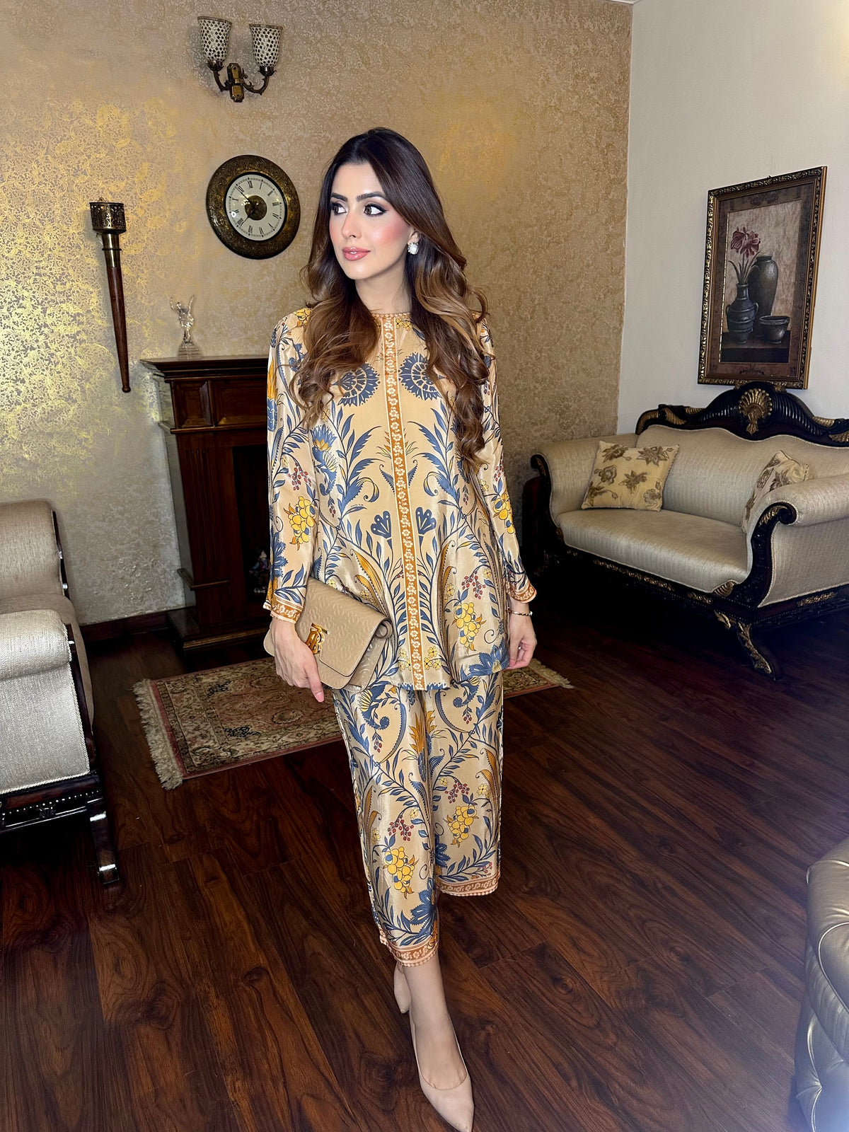 Cream Printed Coord Set