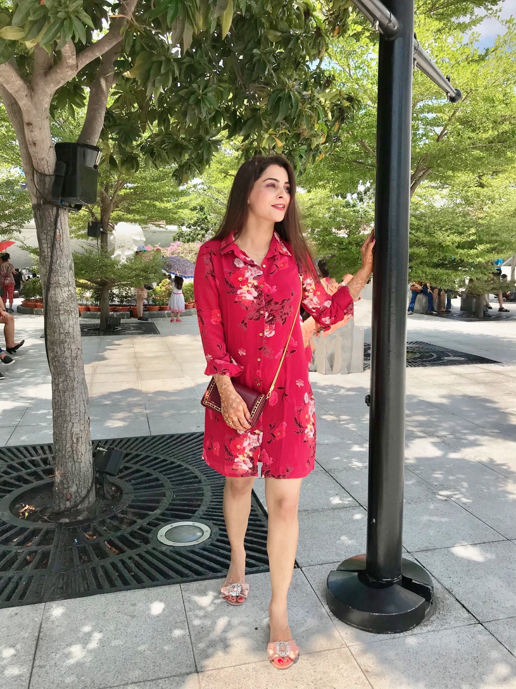 Floral Pink Shirt Dress