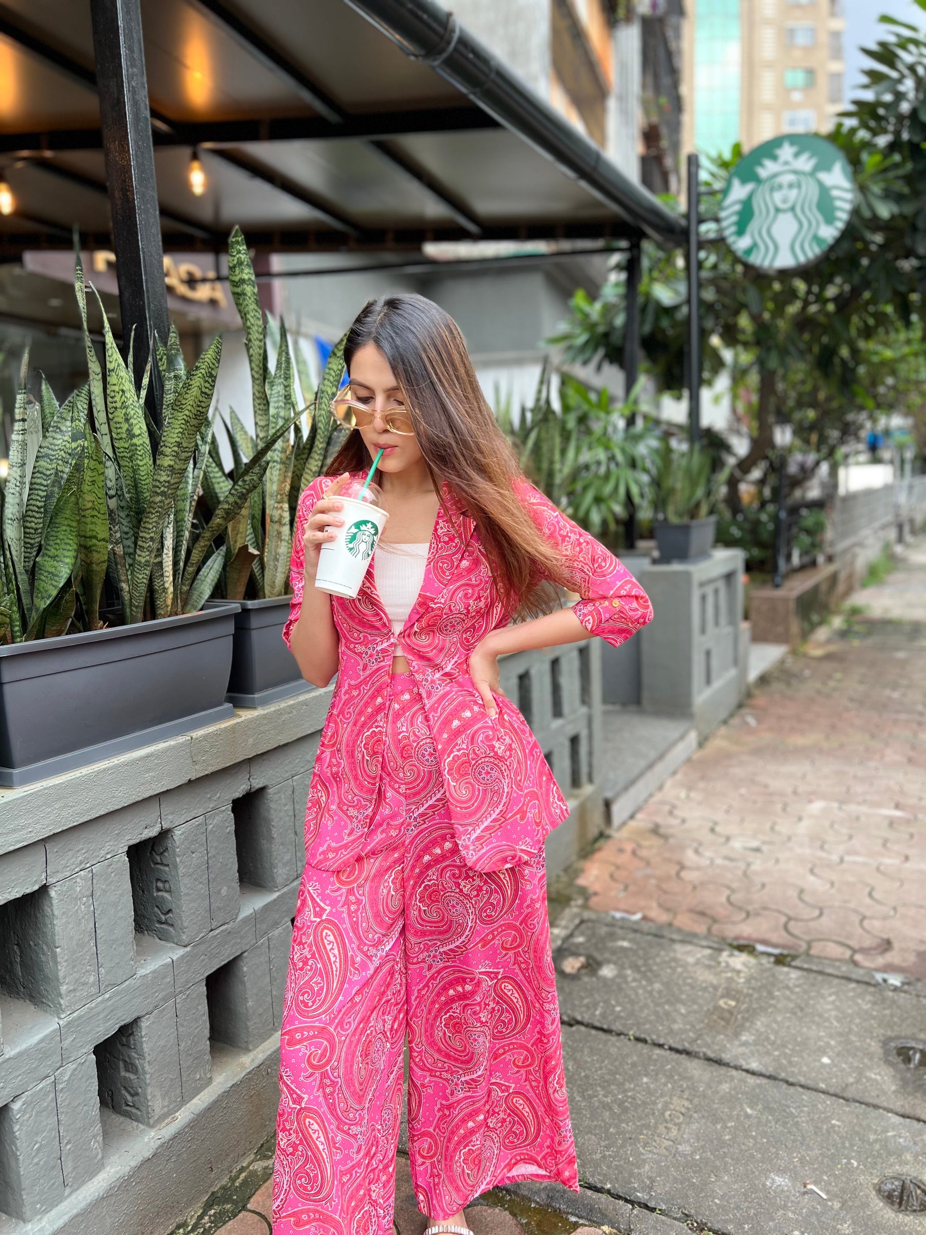 Pink Paisley Print Coord Set