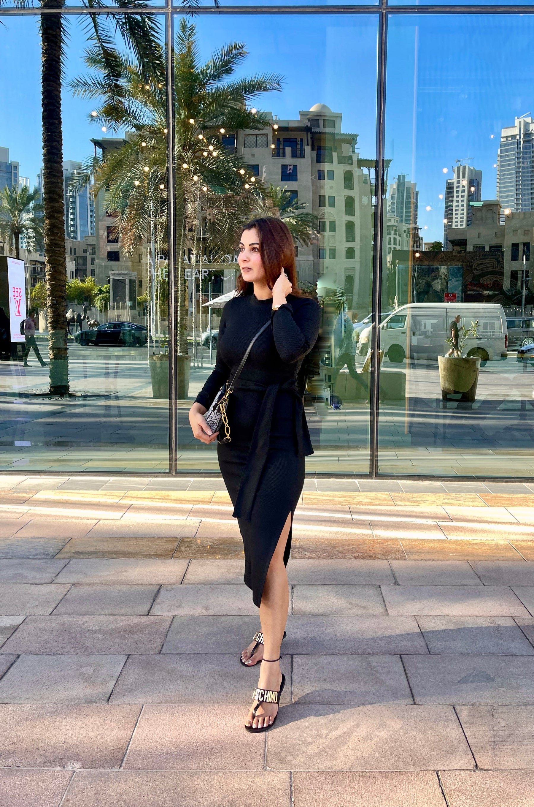 Black Ribbed Knot Dress