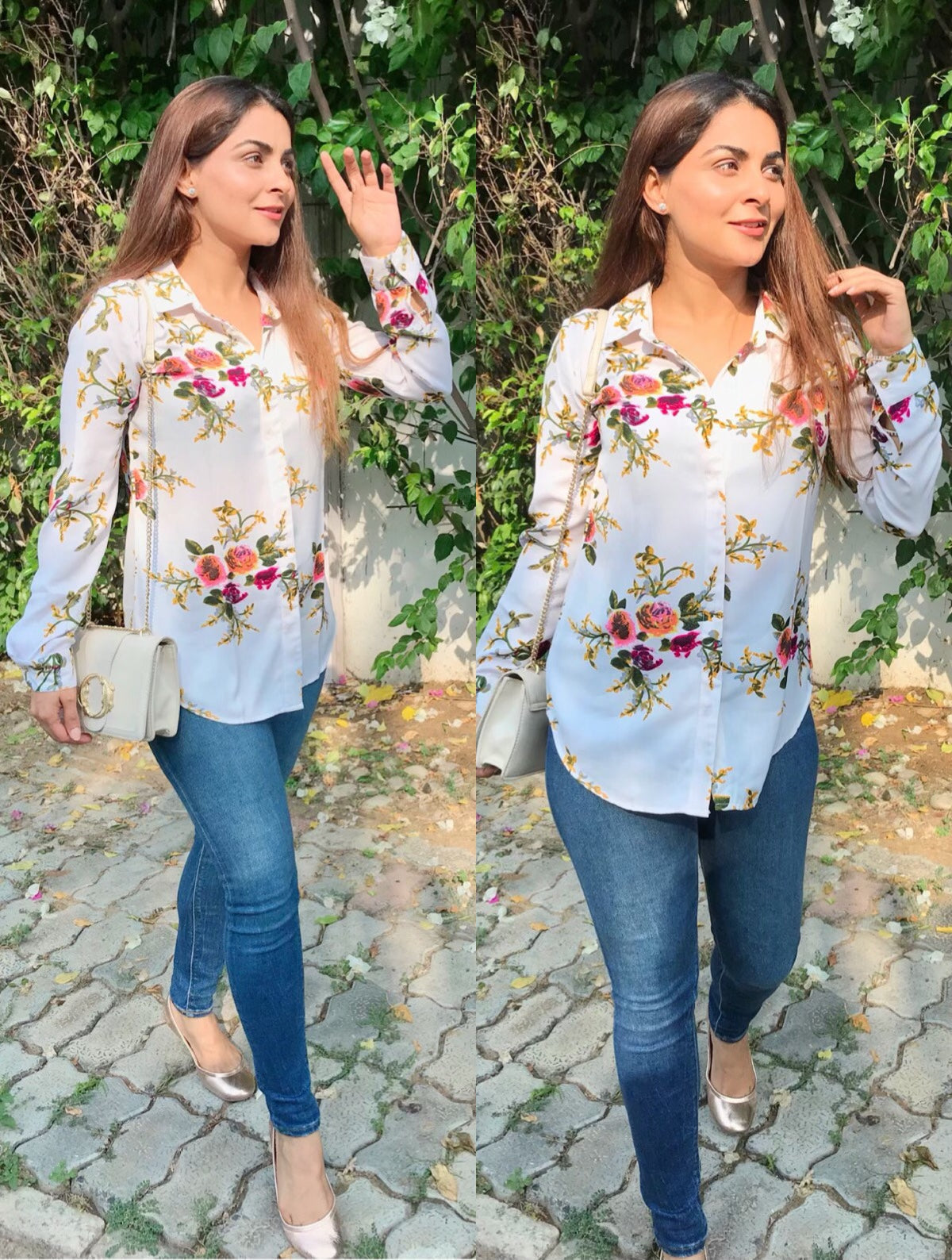 Floral White Shirt