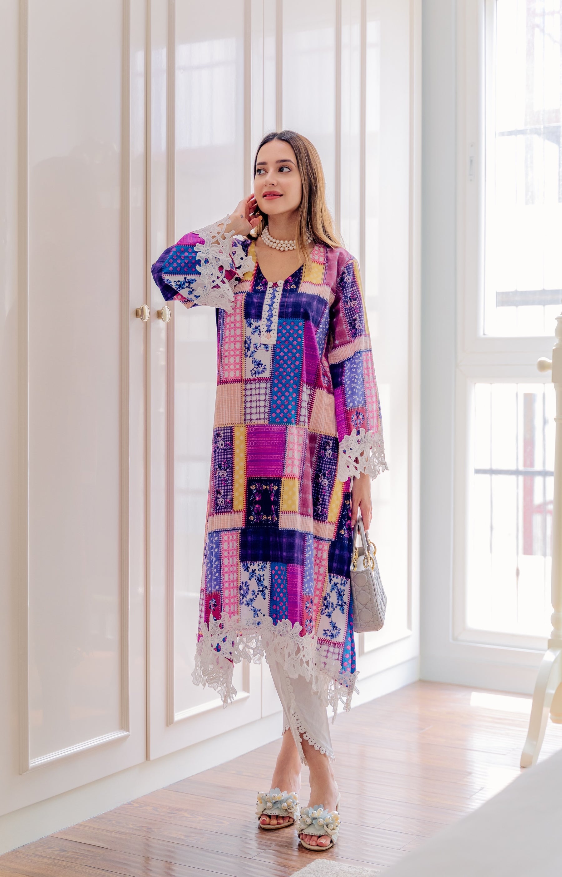 Sangria Cotton Kurta and Tulip Pants Suit Set