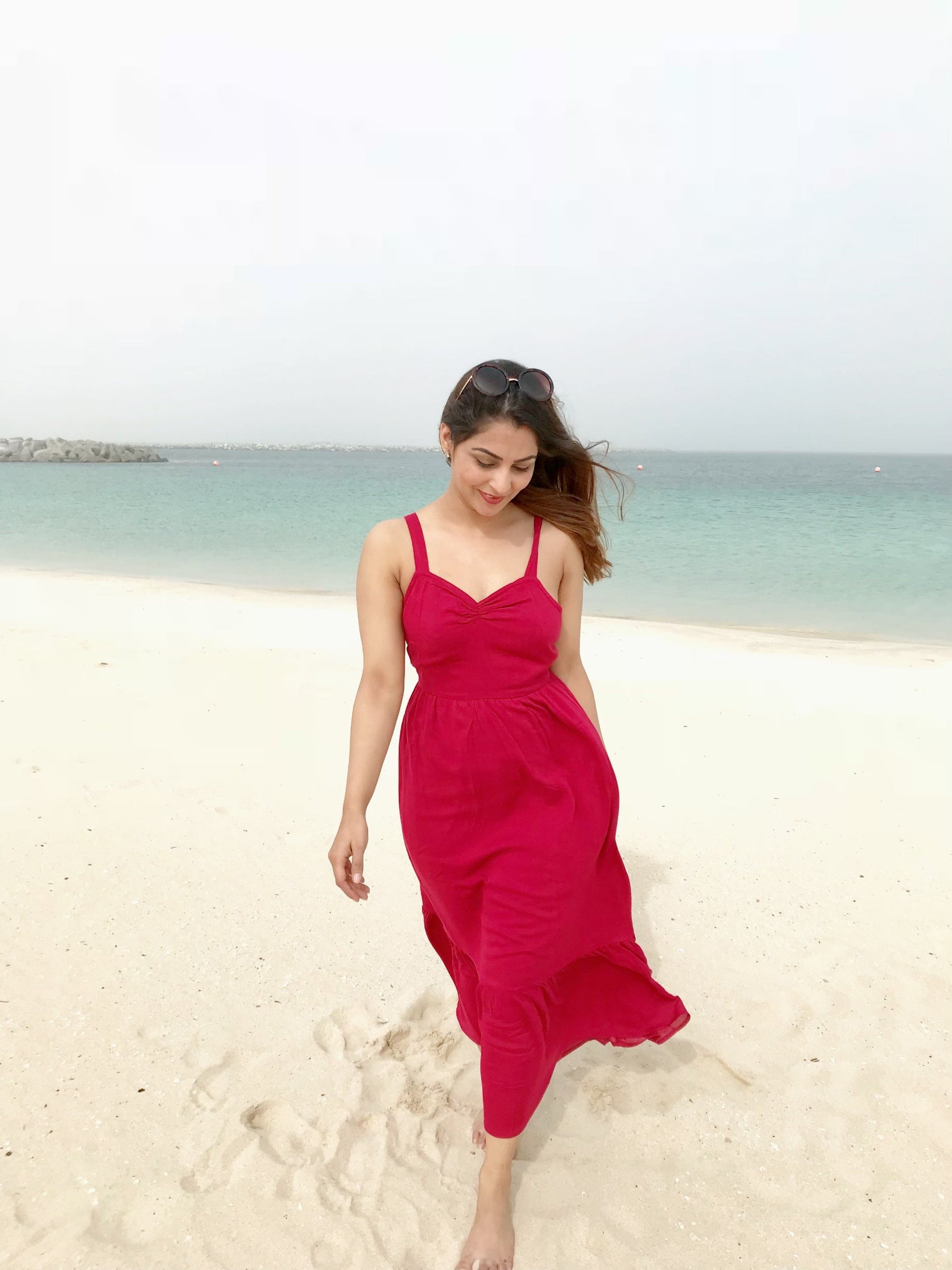 Fuchsia Red Tie Up Back Dress