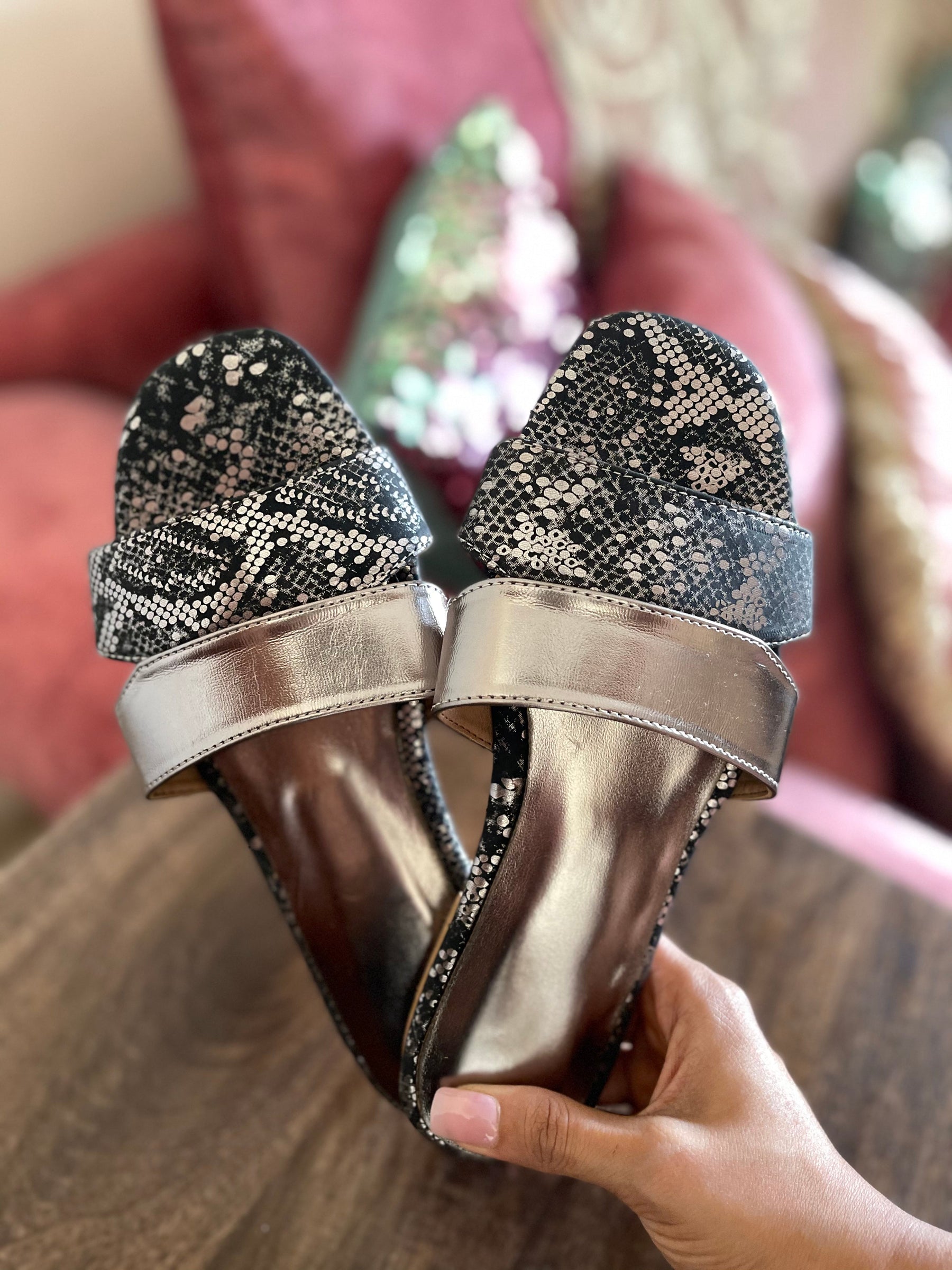Silver Colourblock Slides