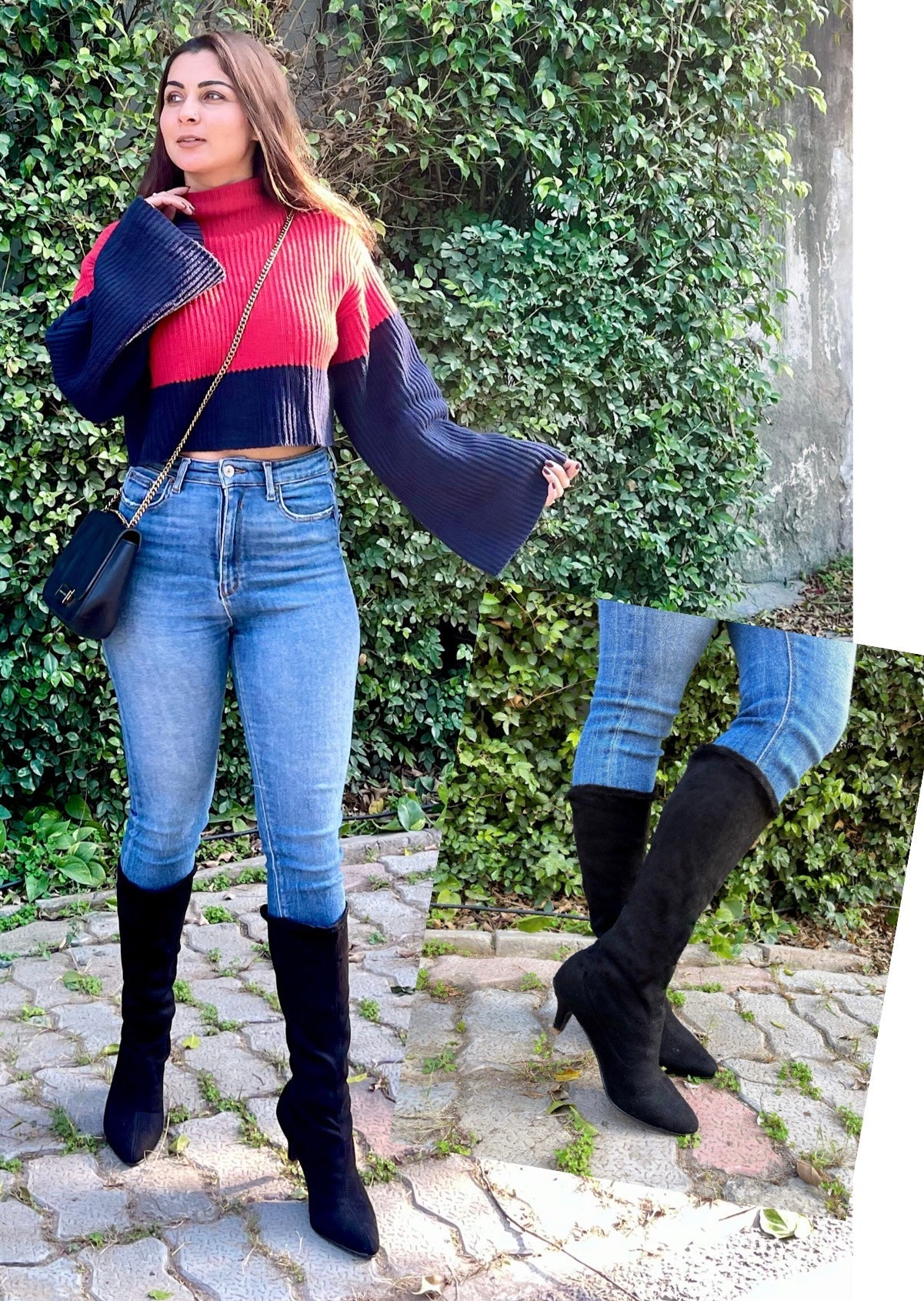 Black Suede Pointed Heel Boots