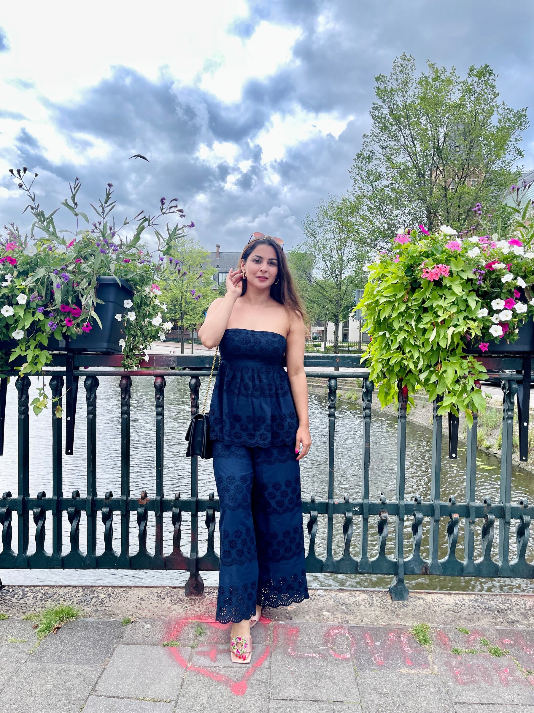 Blue Cutwork Coord Set