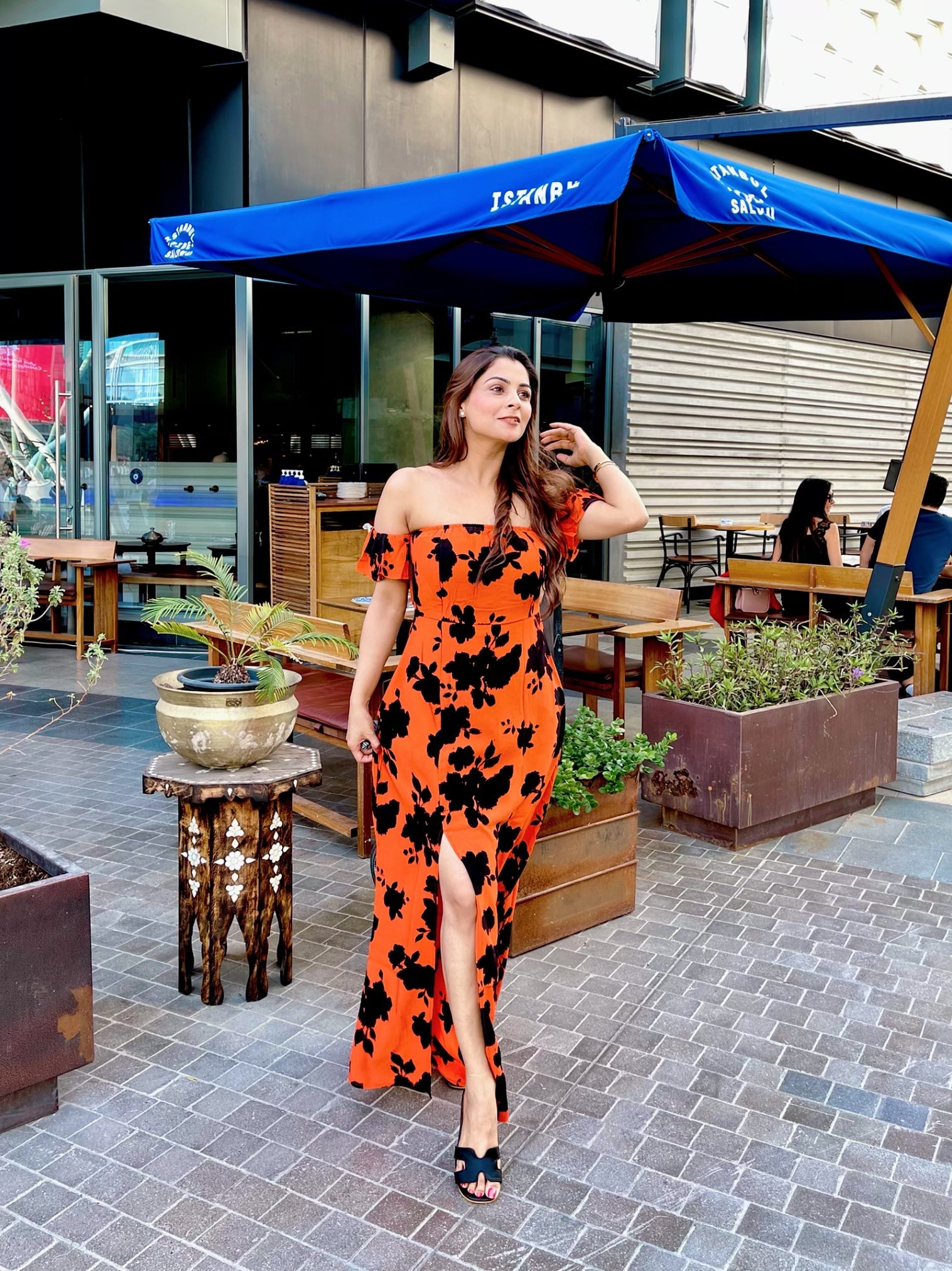 Bright Floral Off Shoulder Beach Dress