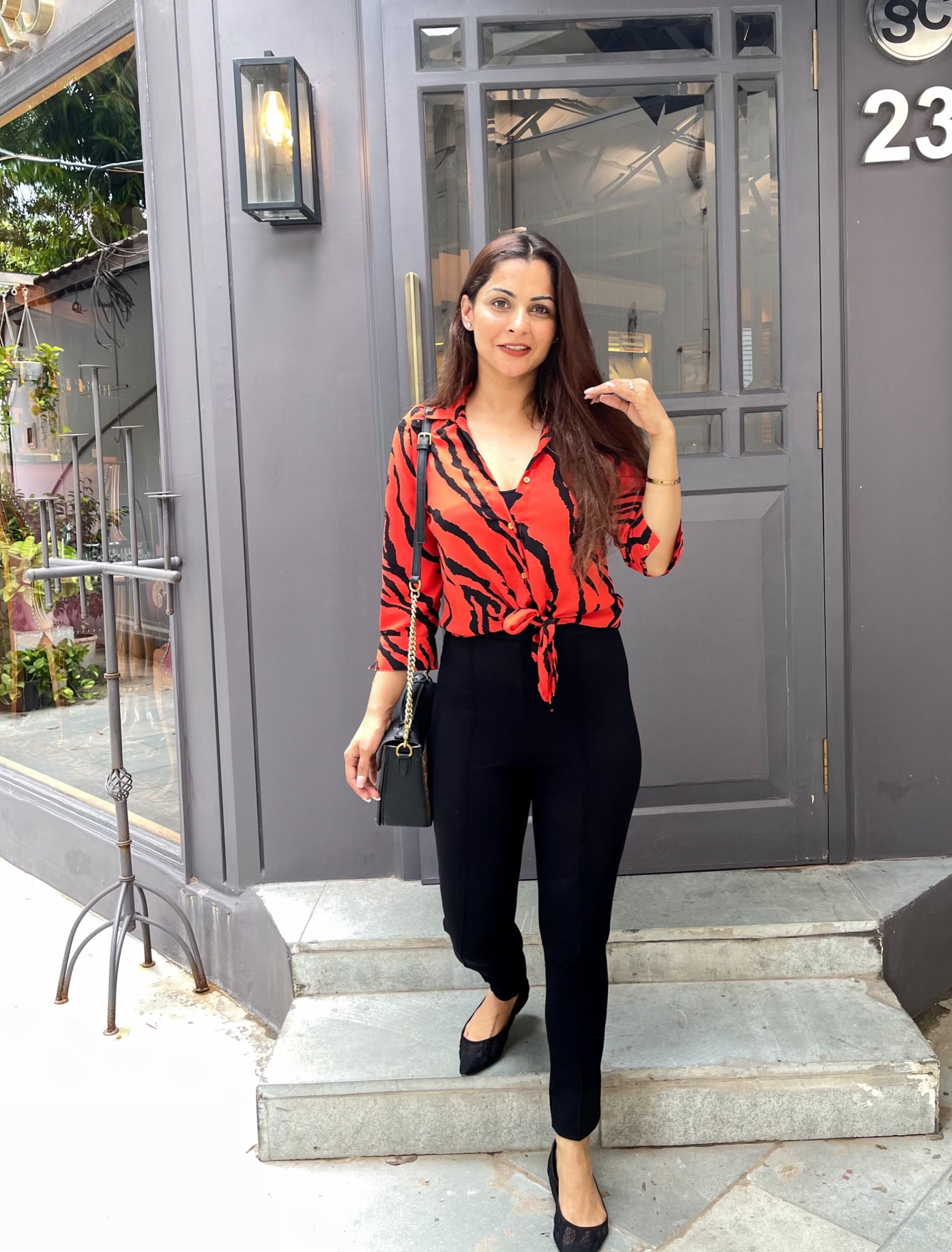 Bright Snakeprint Knot Up Top