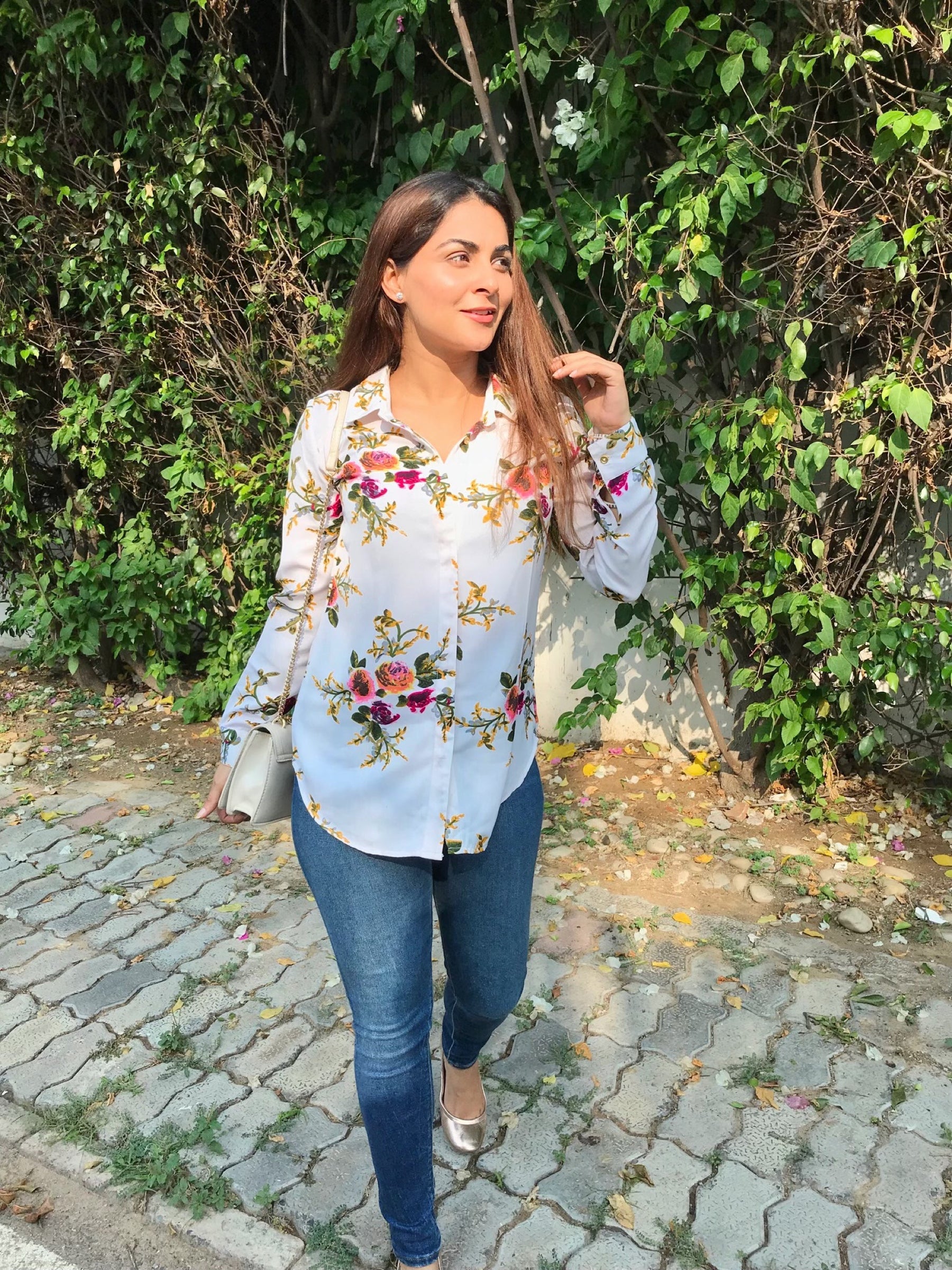 Floral White Shirt
