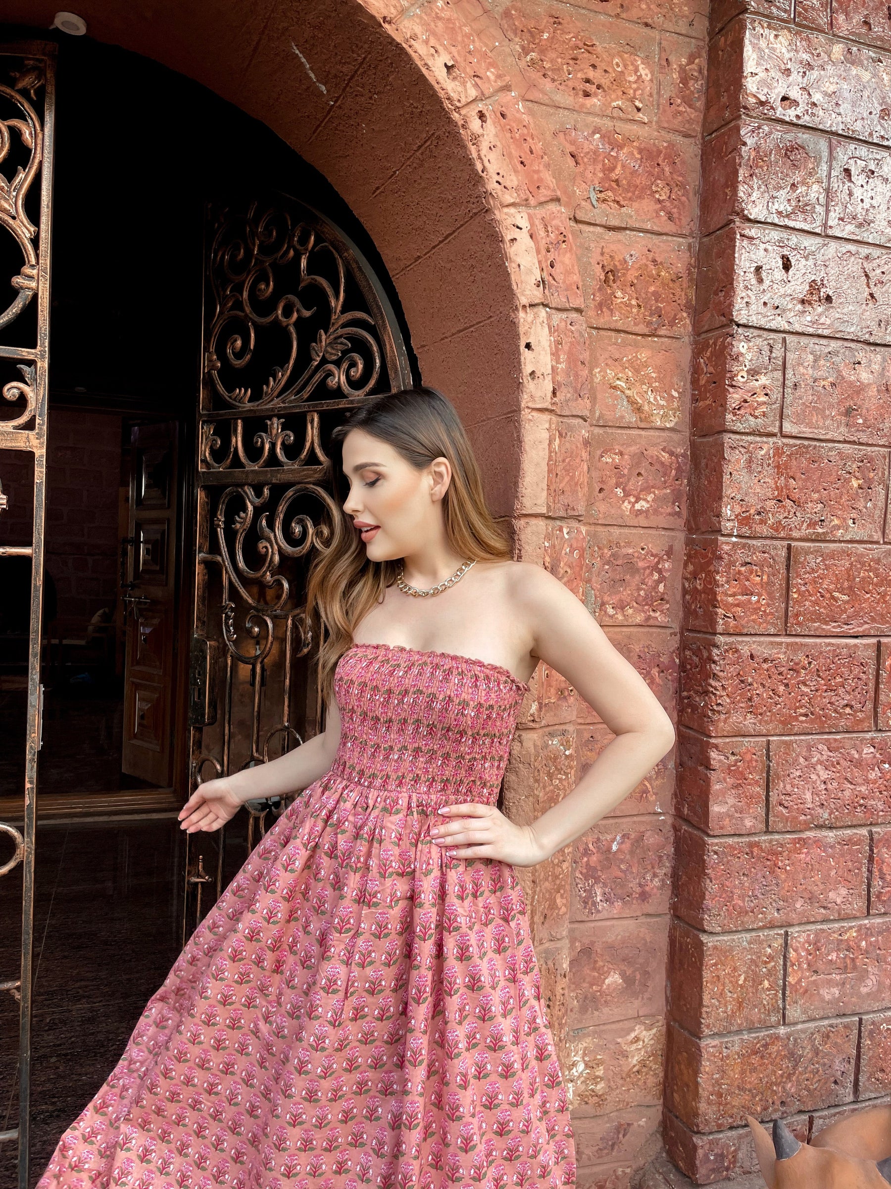 Floral Pink Tube Dress