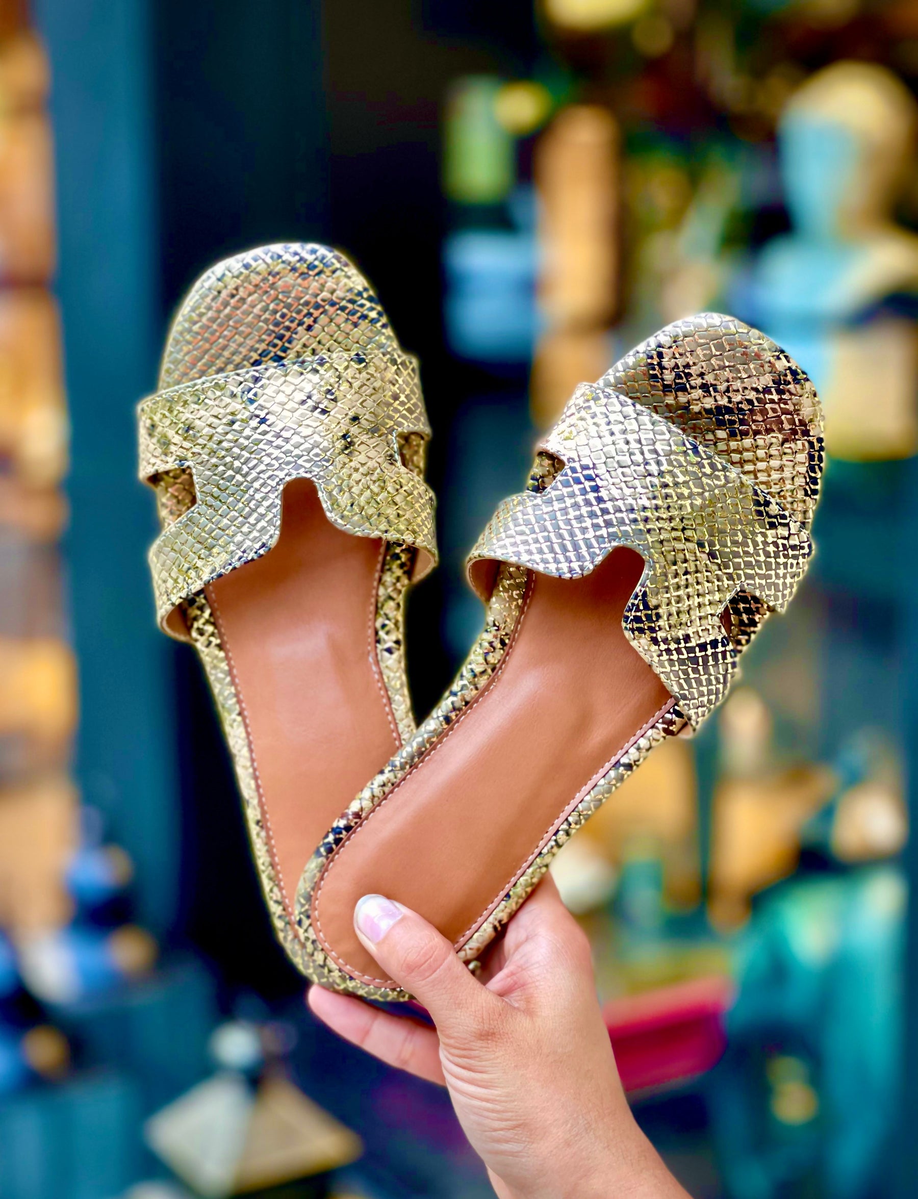 Gold Snake Print Slides