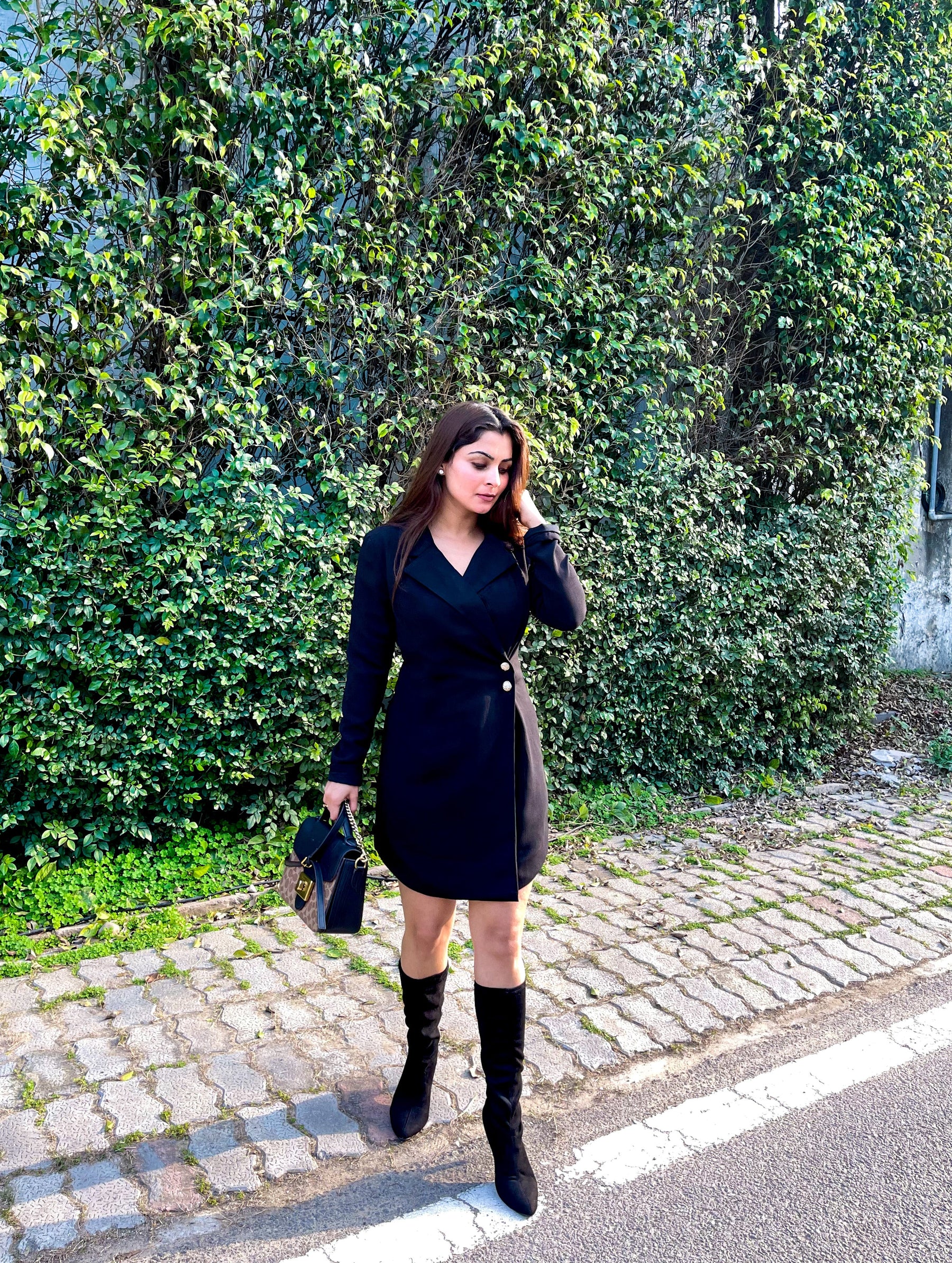 Black Button Coat Dress