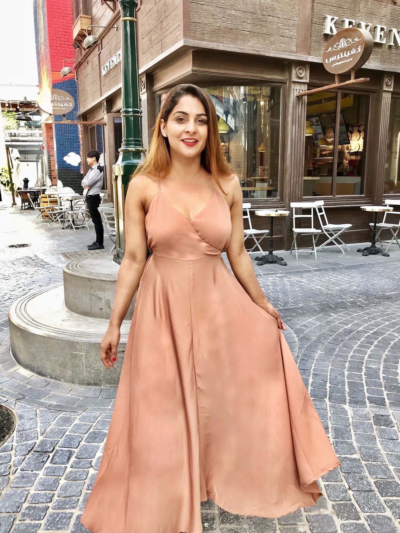 Flowy Nude Tie Up Dress Flowy Nude Tie Up Dress